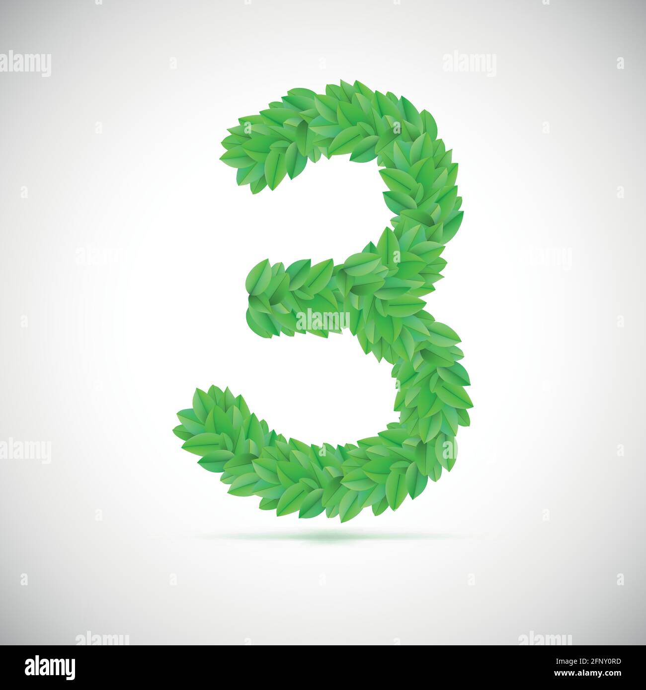 Numero tre, composto da foglie verdi Illustrazione Vettoriale