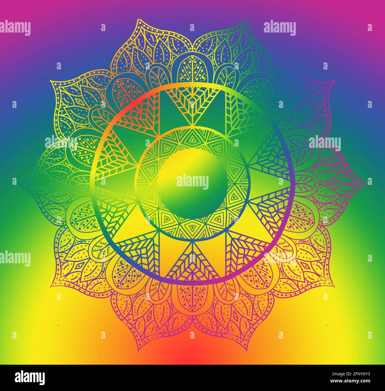 Mandala mano disegnata con colori arcobaleno per orgoglio gay con sfondo  nero e tema luminoso Foto stock - Alamy