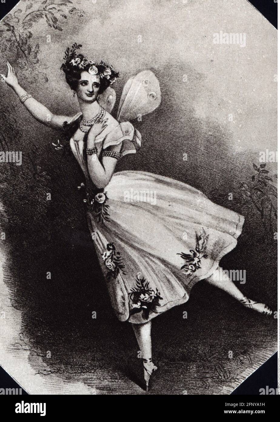 Danza, balletto, ballerina in costume e elfo, stampa dopo litografia, circa 1840, DIRITTI-AGGIUNTIVI-CLEARANCE-INFO-NON-DISPONIBILE Foto Stock