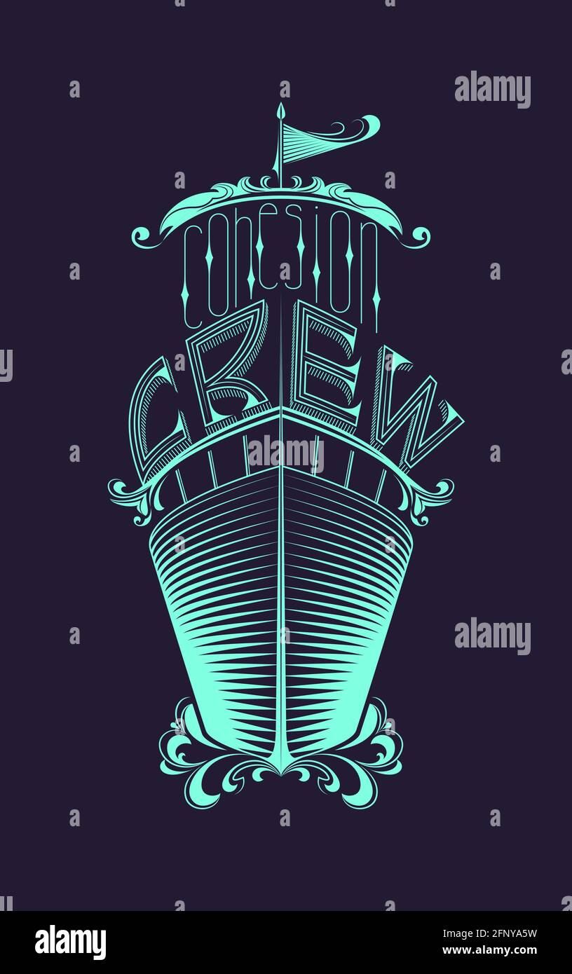 Coesione vettoriale e equipaggio in stile monogramma Illustrazione Vettoriale