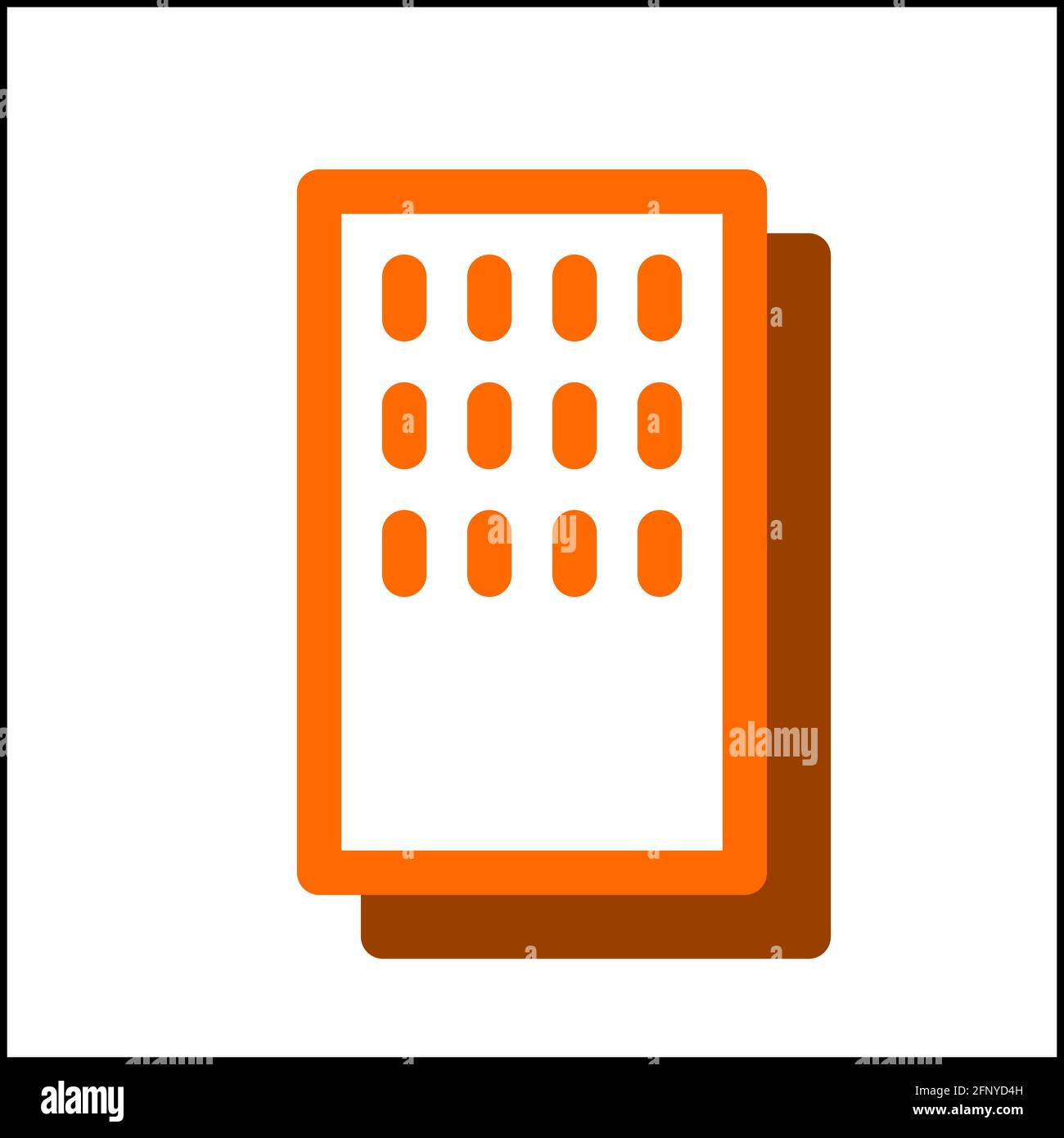 Molte finestre costruiscono l'icona in un design piatto con colore arancione e ombra. Illustrazione Vettoriale