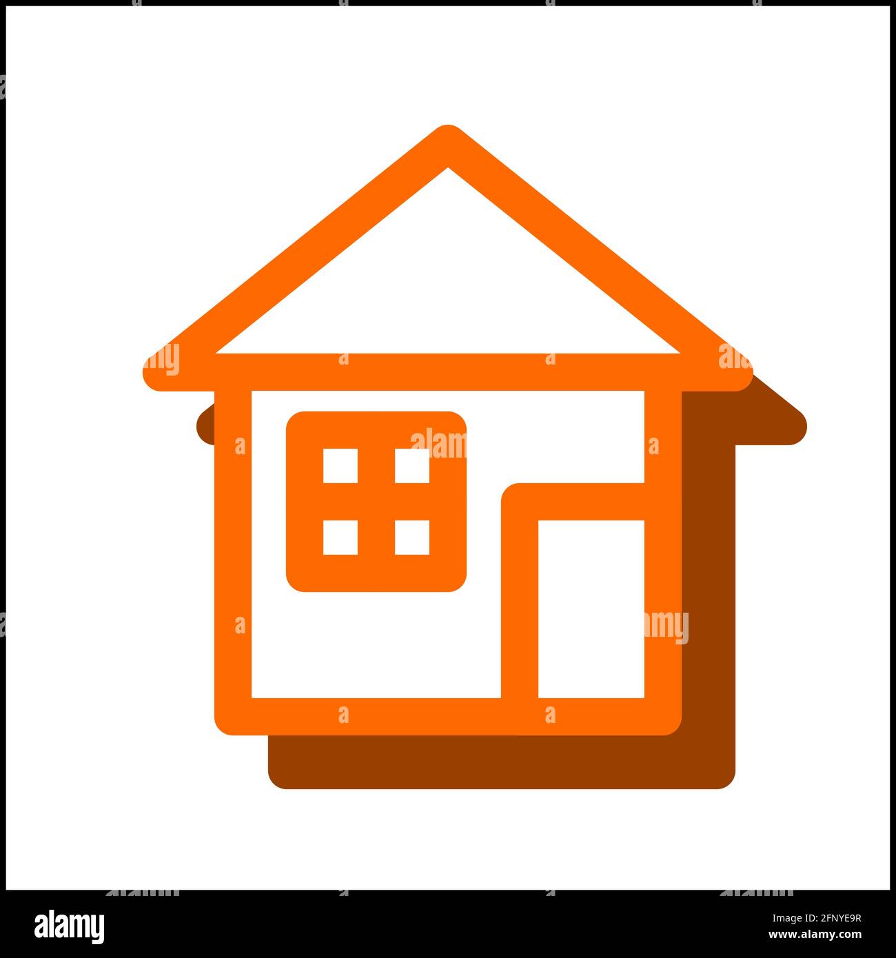 Icona standard della casa in design piatto con colore arancione e ombra. Illustrazione Vettoriale