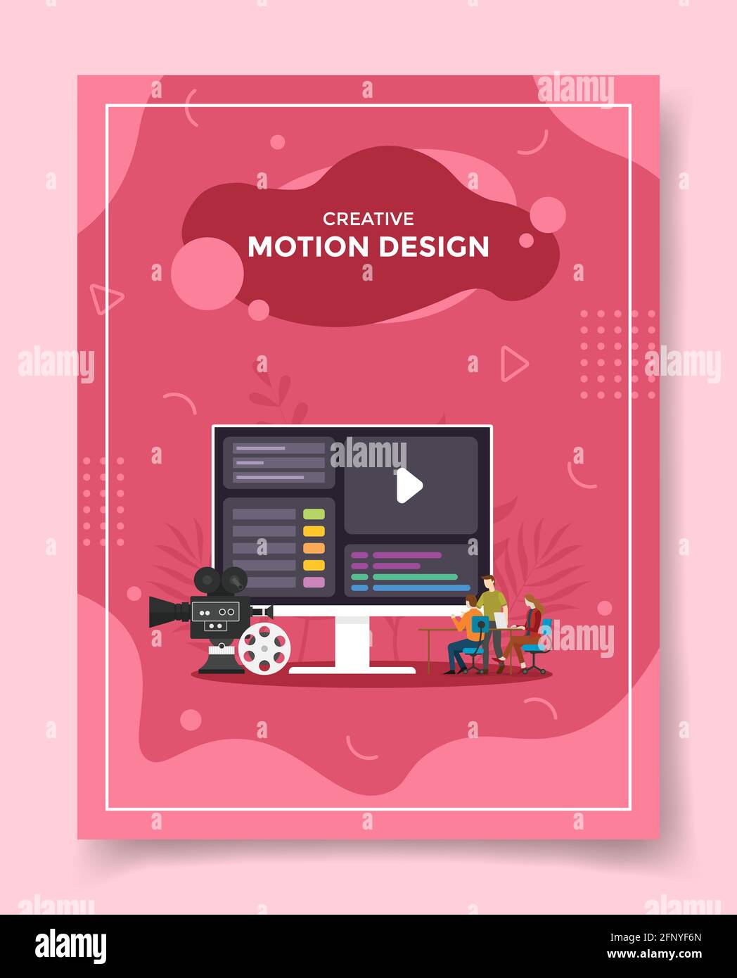 concetto di motion design per modello di banner, volantino, copertina di libri, rivista con vettore a forma di liquido piatto Foto Stock