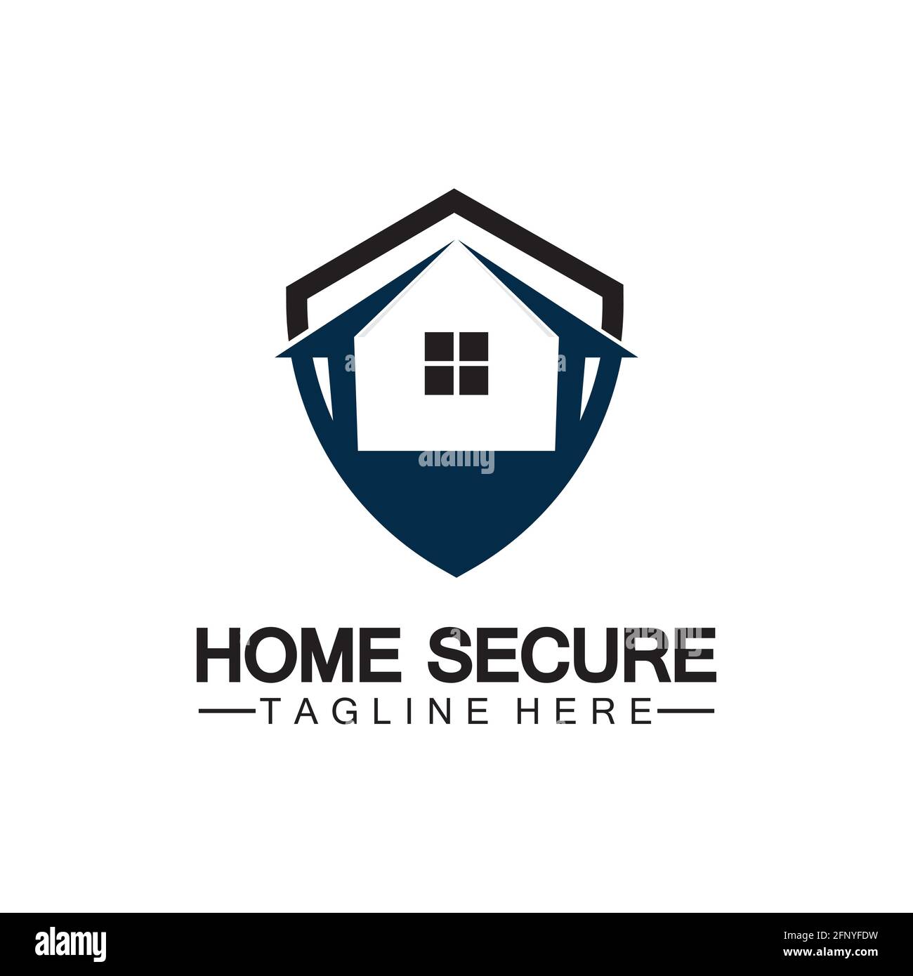 Logo sicuro per la casa, design con logo smart house, modello di design con logo per la protezione della casa. Schema dello scudo vettoriale e del logotipo della casa. Illustrazione Vettoriale