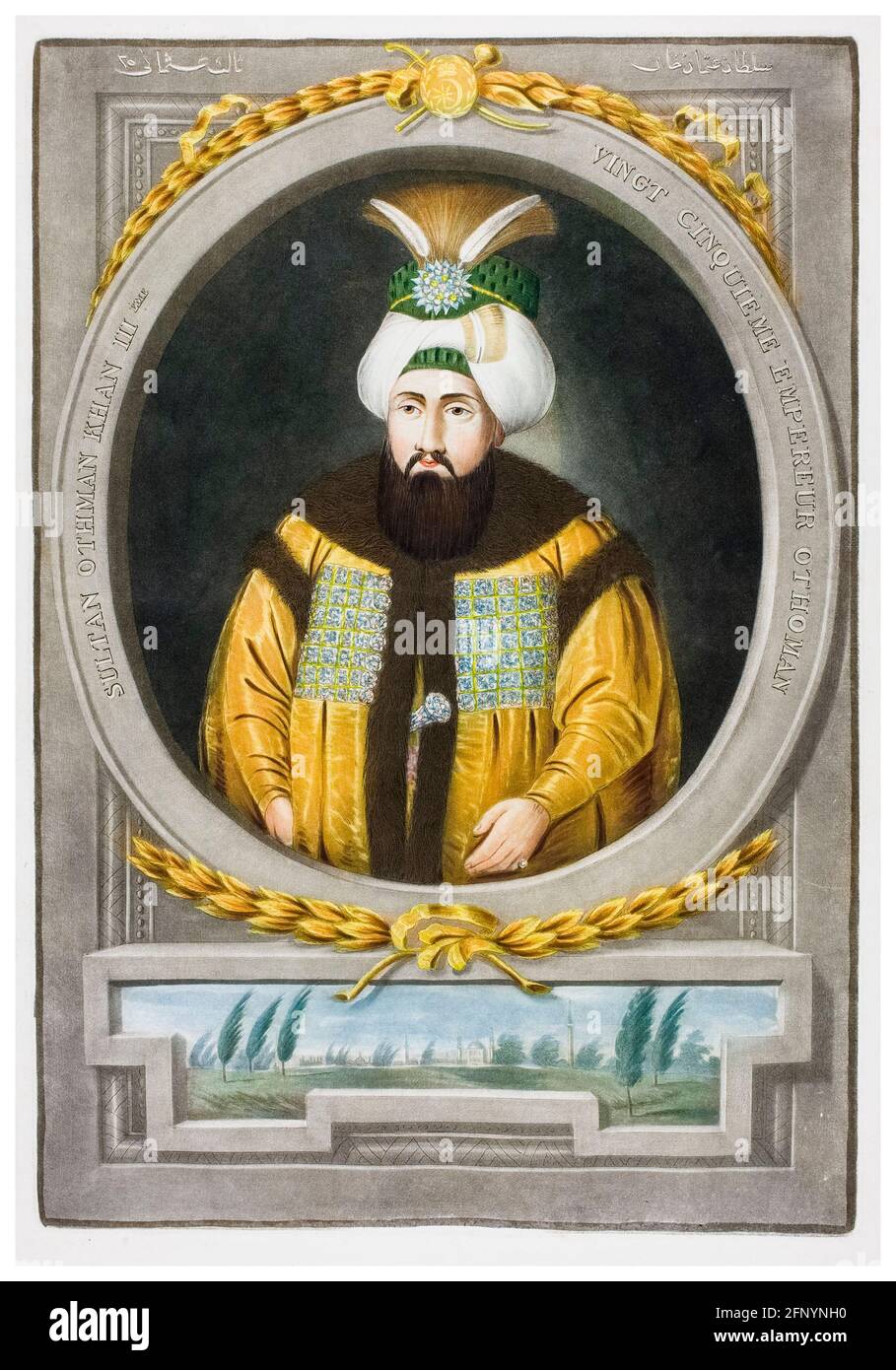 Osman III di Turchia (1699-1757), 25° Sultano dell'Impero Ottomano (1754-1757), incisione ritratto di John Young, 1815 Foto Stock