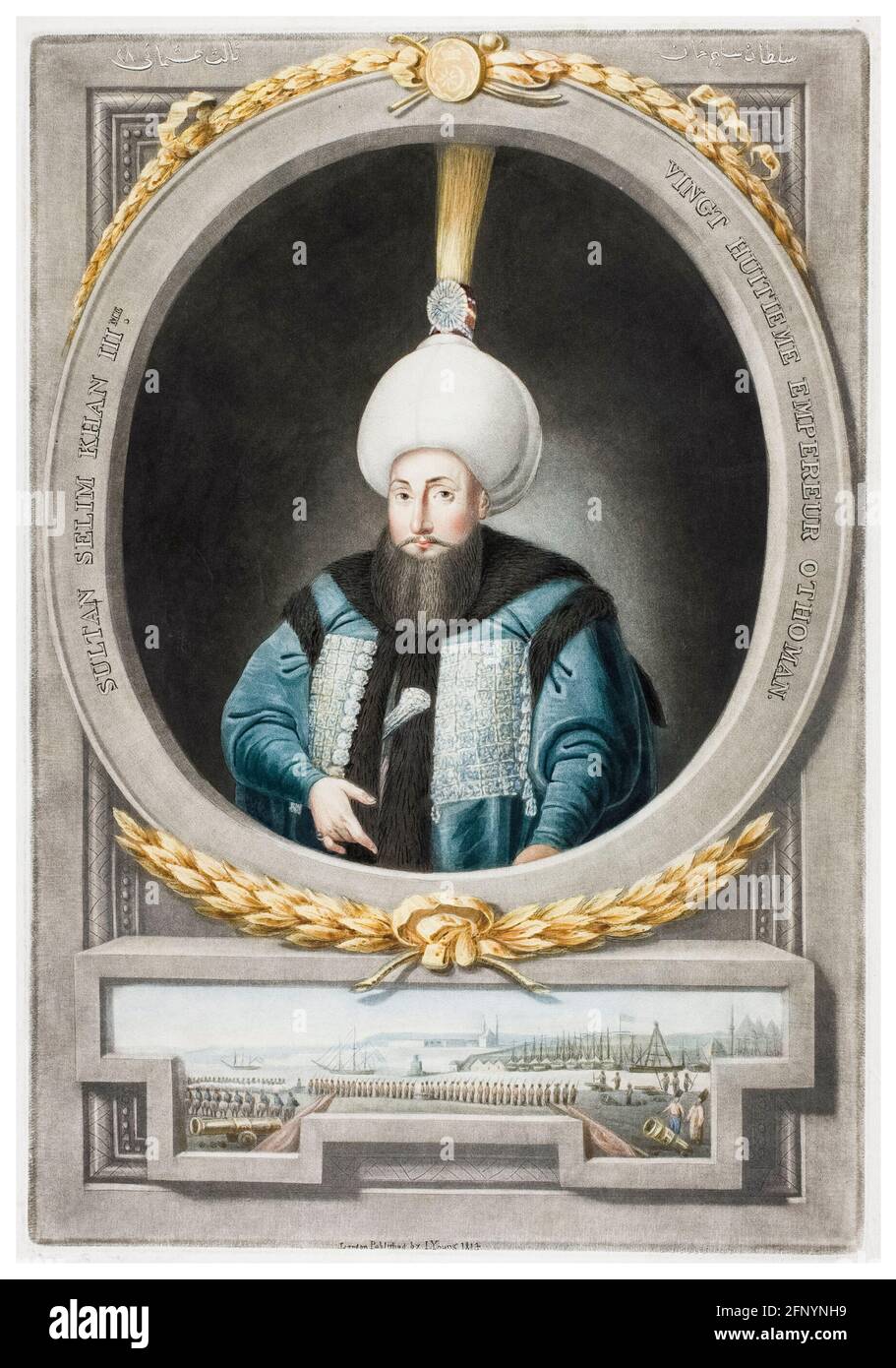 Selim III di Turchia (1761-1808), ventottesimo sultano dell'Impero Ottomano (1789-1807), incisione ritratto di John Young, 1815 Foto Stock