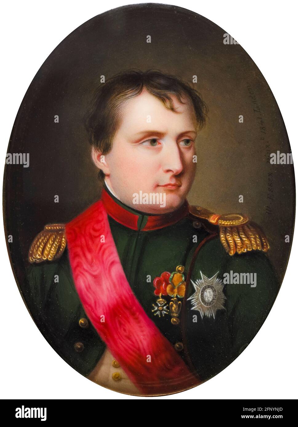 Napoléon Bonaparte (1769-1821), imperatore di Francia come Napoleone Bonaparte i, ritratto in miniatura di William Essex, 1841 Foto Stock