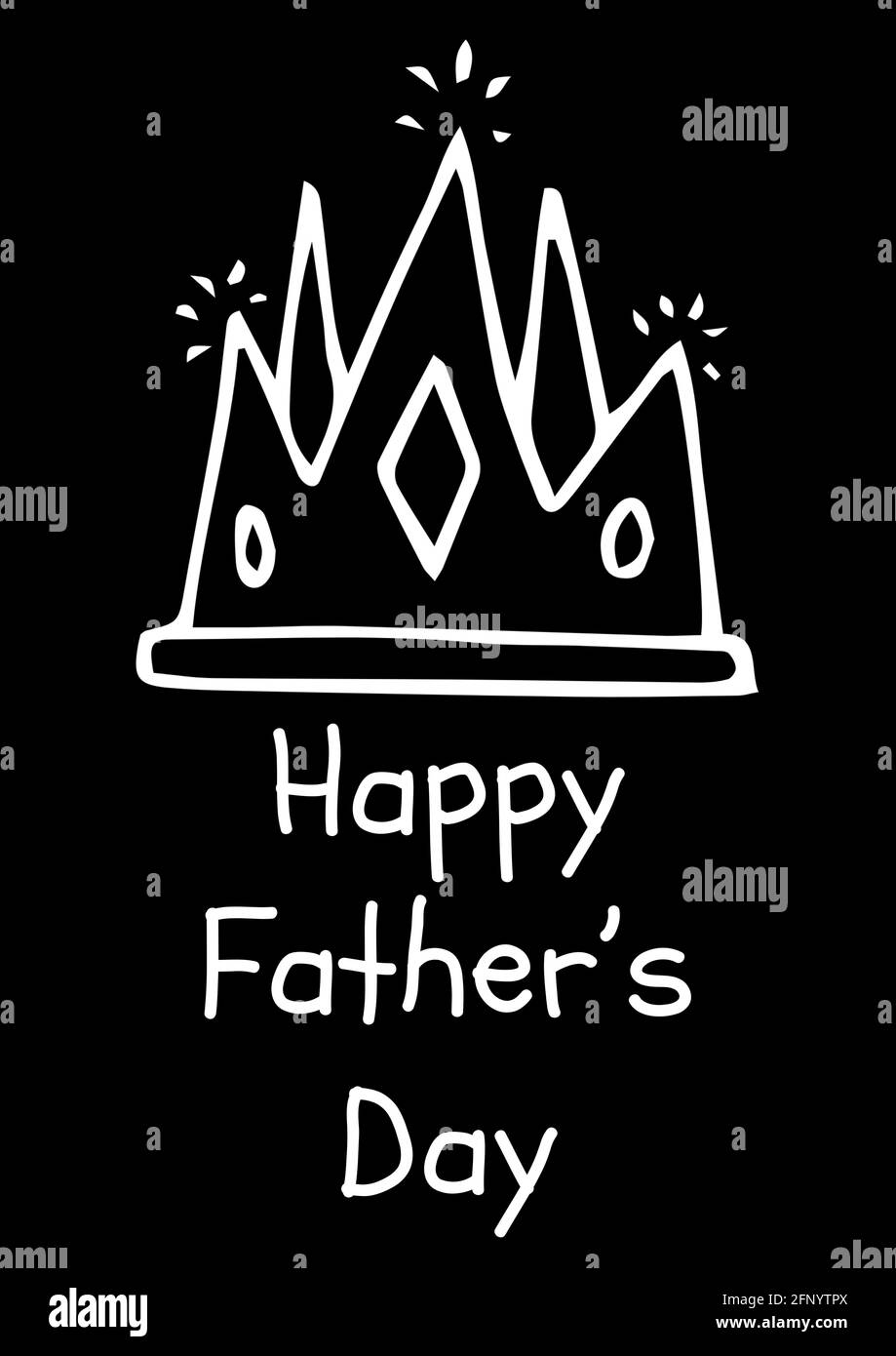 Composizione del testo del giorno del padre felice e della corona su nero sfondo Foto Stock