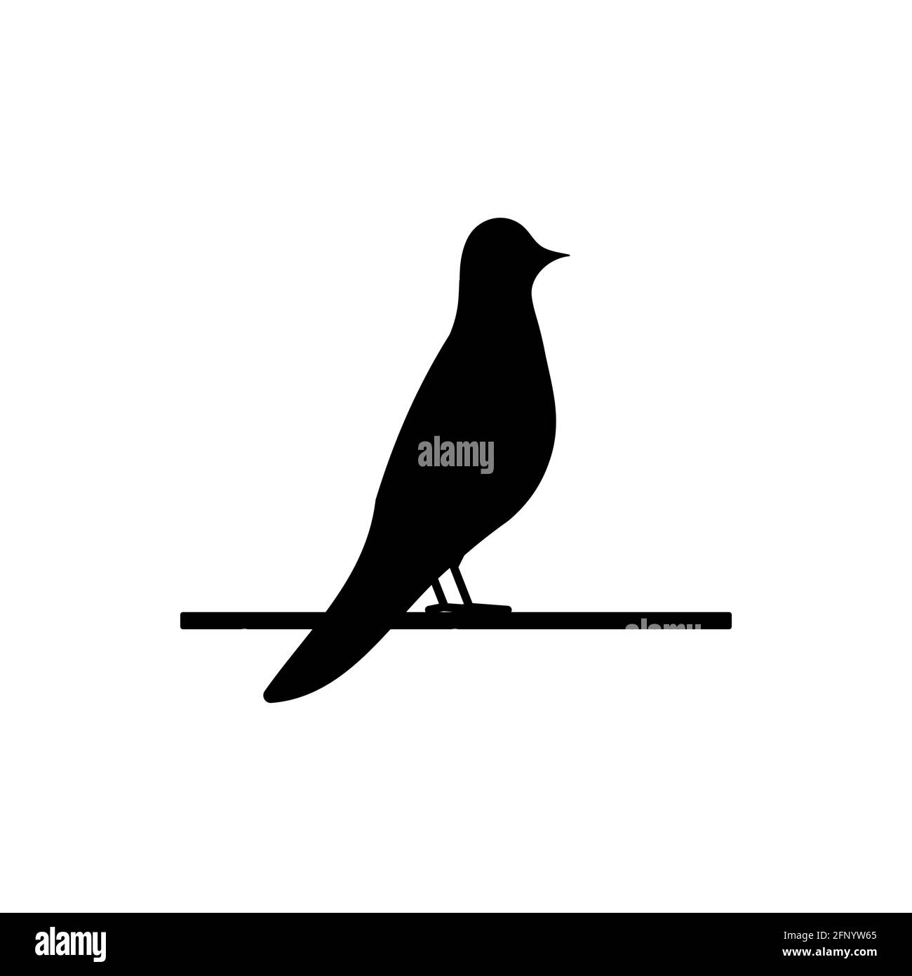 Icona uccello. Profilo degli uccelli neri sul ramo. Vettore isolato su bianco Illustrazione Vettoriale