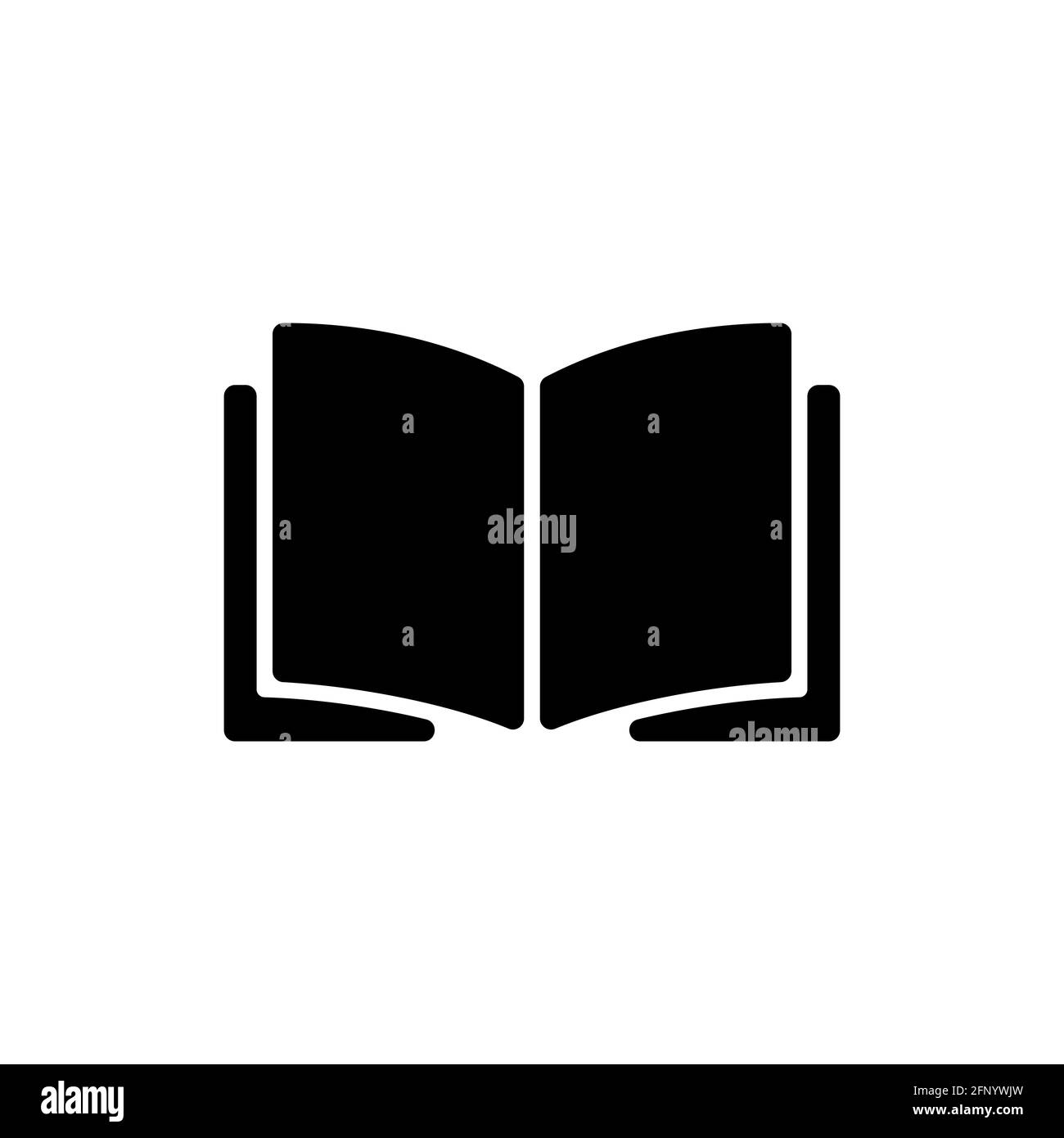 Icona del libro. Aprire la silhouette della pagina. Simbolo Education. Concetto di lettura. Illustrazione vettoriale isolata in bianco Illustrazione Vettoriale