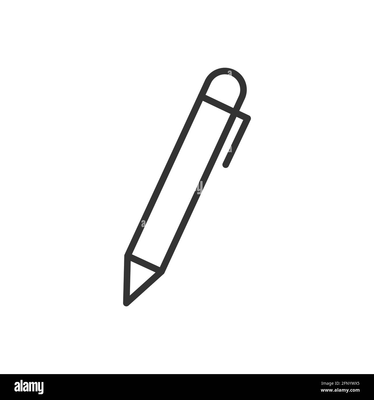 Icona della linea della penna. Segno nero del contorno della penna. Illustrazione vettoriale isolata in bianco. Illustrazione Vettoriale