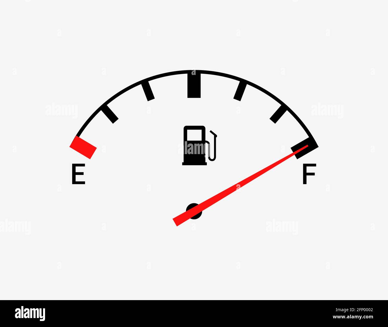 Indicatori carburante contatore gas. Icona serbatoio vettore indicatore pieno. Cruscotto benzina per auto Illustrazione Vettoriale