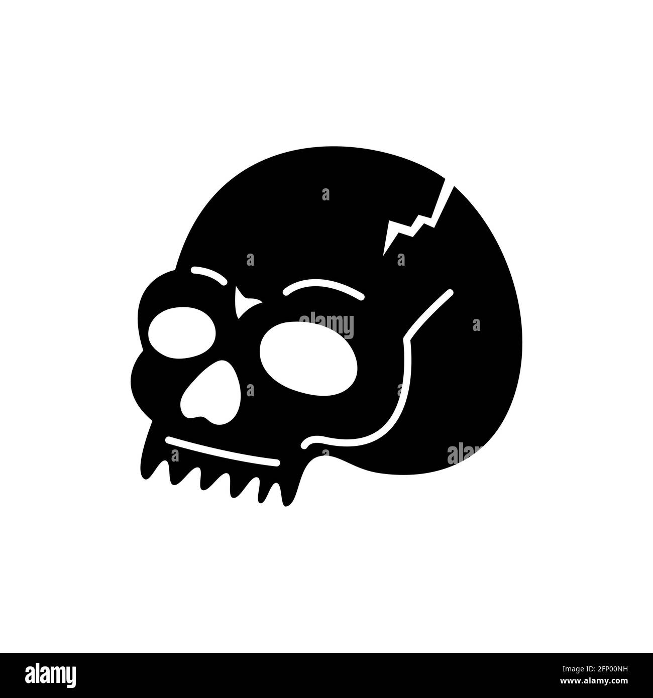 Disegno anatomico del cranio. Illustrazione disegnata a mano di un cranio. Illustrazione della grunge. Halloween. Foto Stock