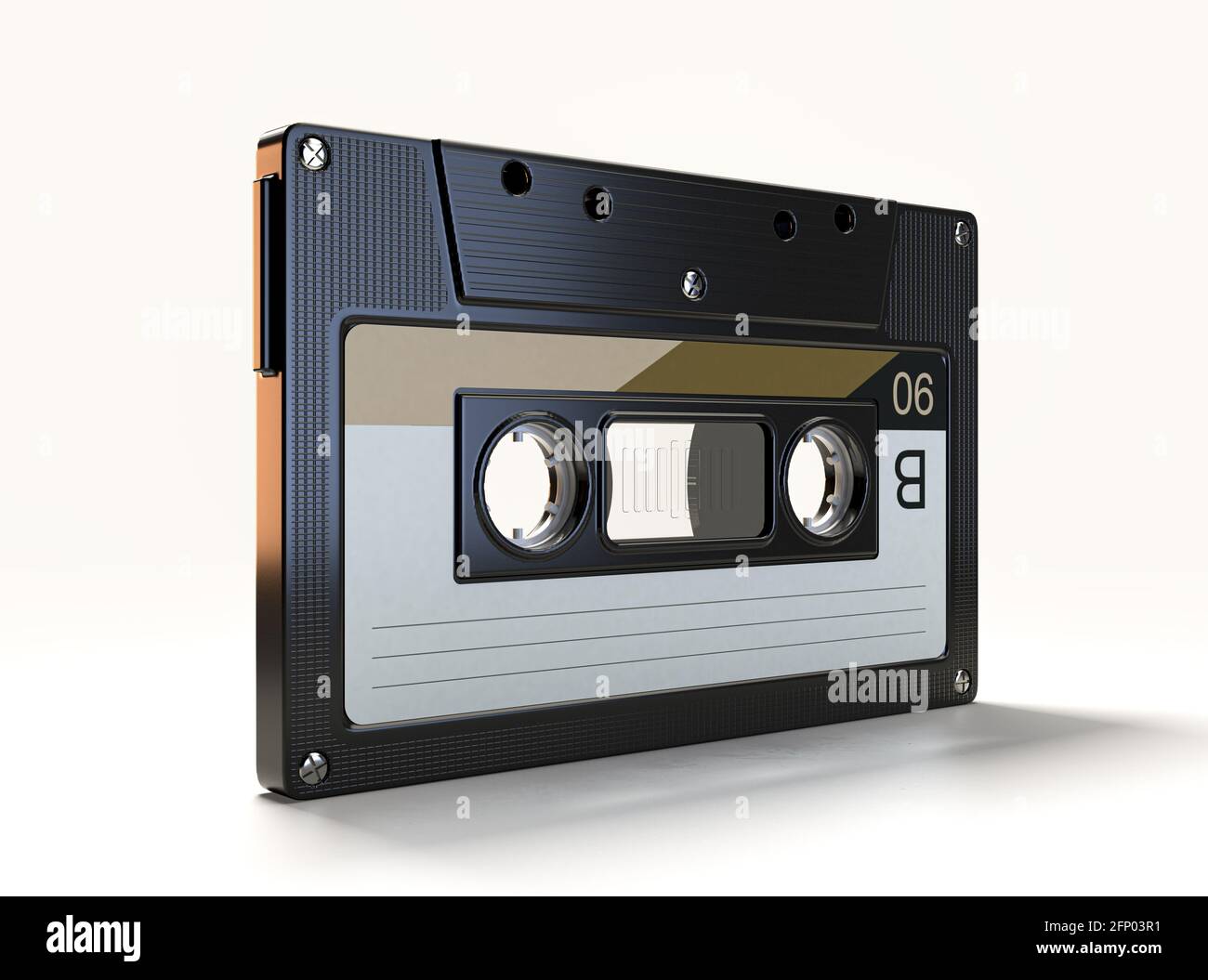 Un concetto che mostra una cassetta audio vintage su un Sfondo isolato - rendering 3D Foto Stock