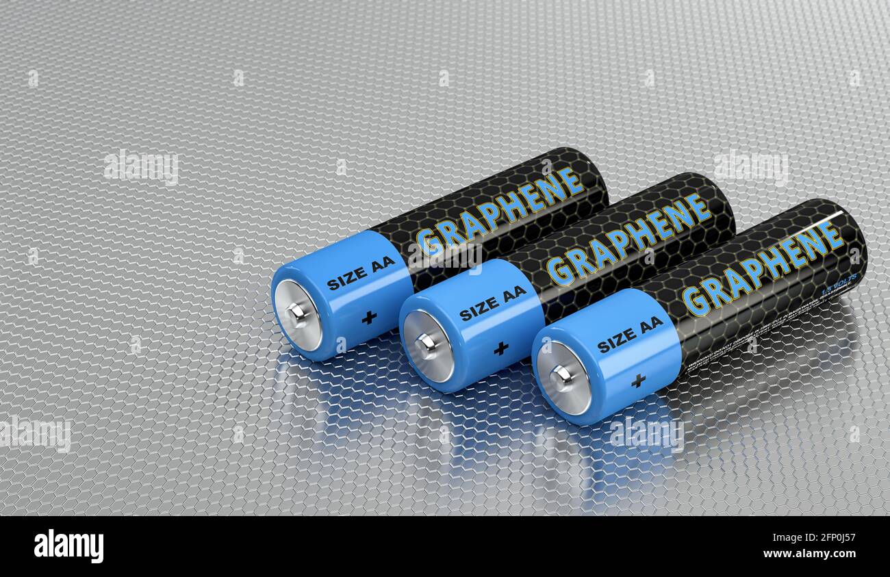Batterie generiche in grafene. Rendering 3D Foto Stock