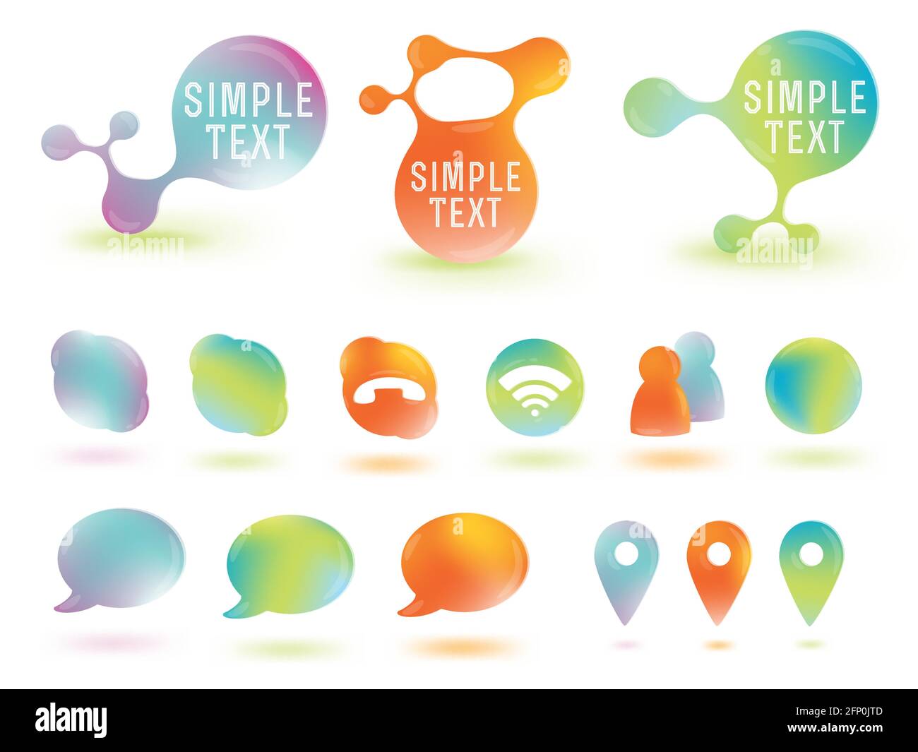 Social network con icone, icone di posizione, elementi di design per il Web Illustrazione Vettoriale