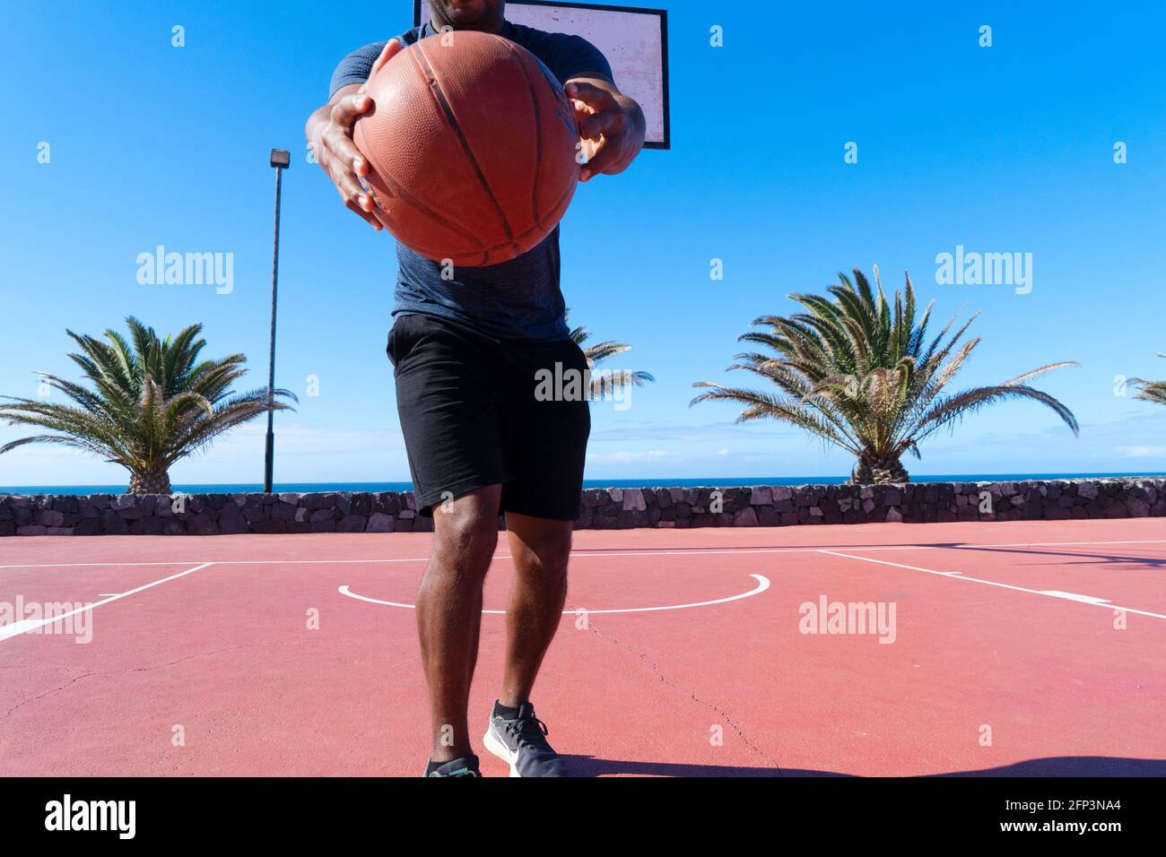Afro giocatore di basket Foto Stock