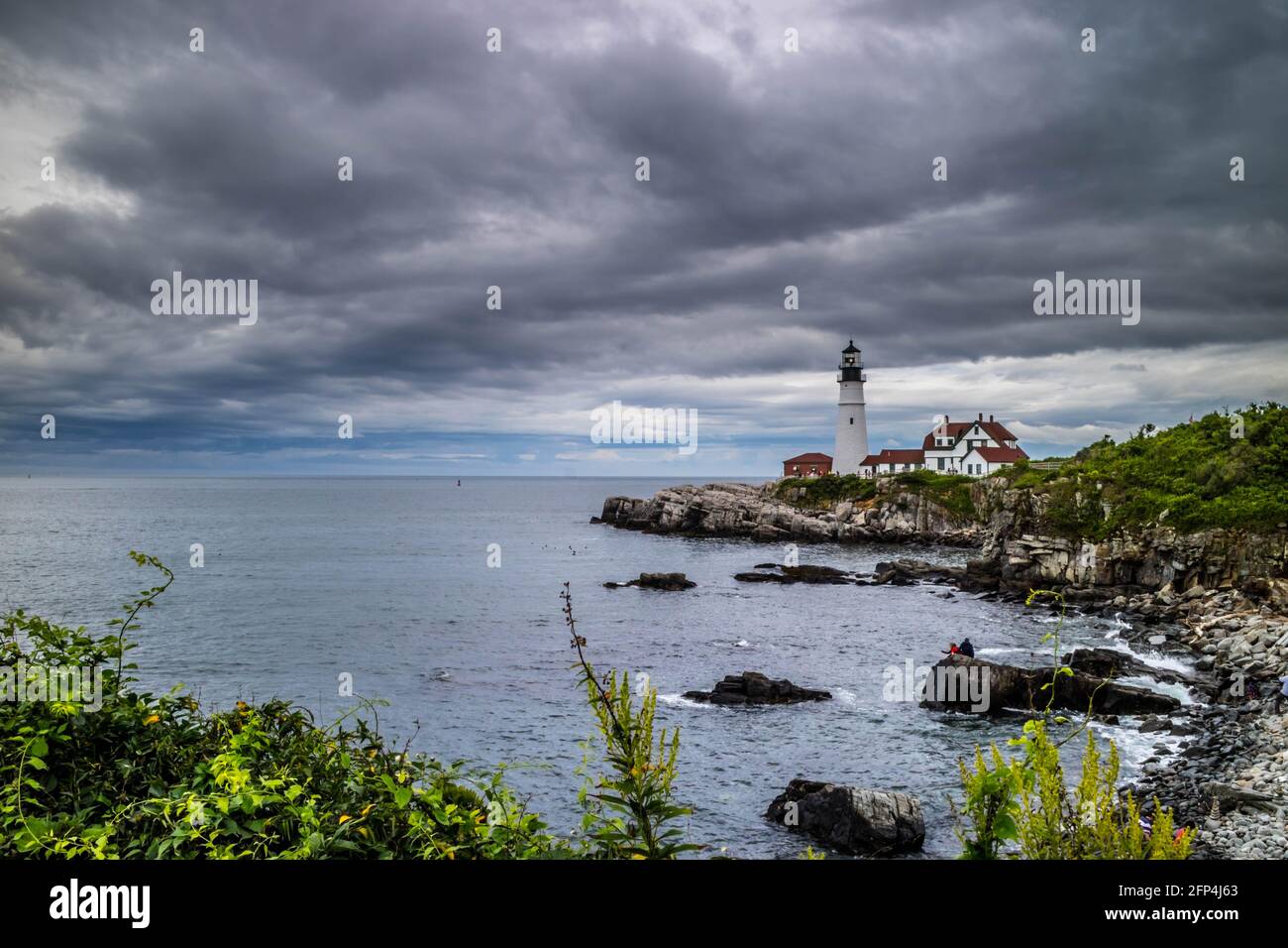 Il Portland Head Lighthouse in Cape Elizabeth, Maine Foto Stock