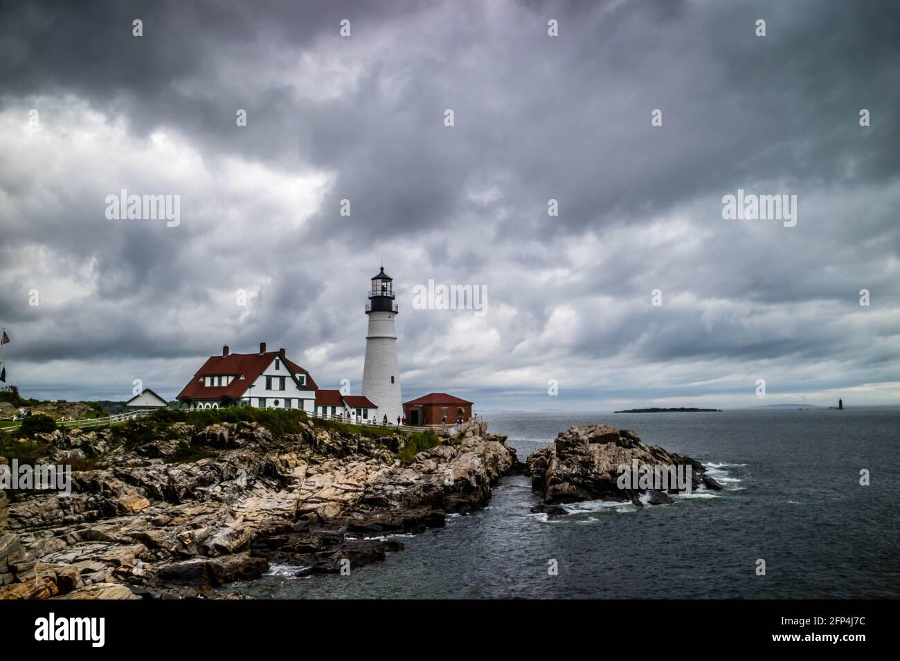 Il Portland Head Lighthouse in Cape Elizabeth, Maine Foto Stock