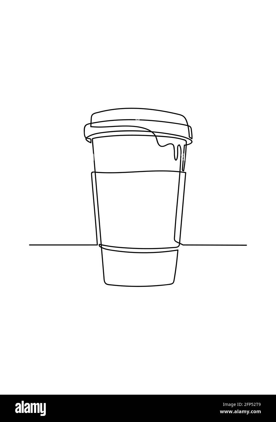 una tazza di carta di una linea?ontinuous di caffè. disegno di mano semplice Foto Stock