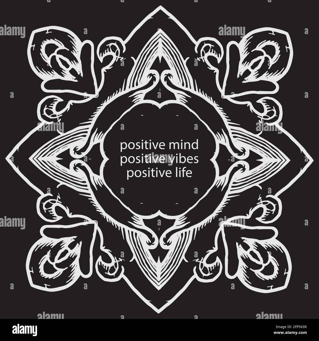 Poster del vettore con motivazione preventivo in disegnati a mano ornamento calligrafico telaio Illustrazione Vettoriale