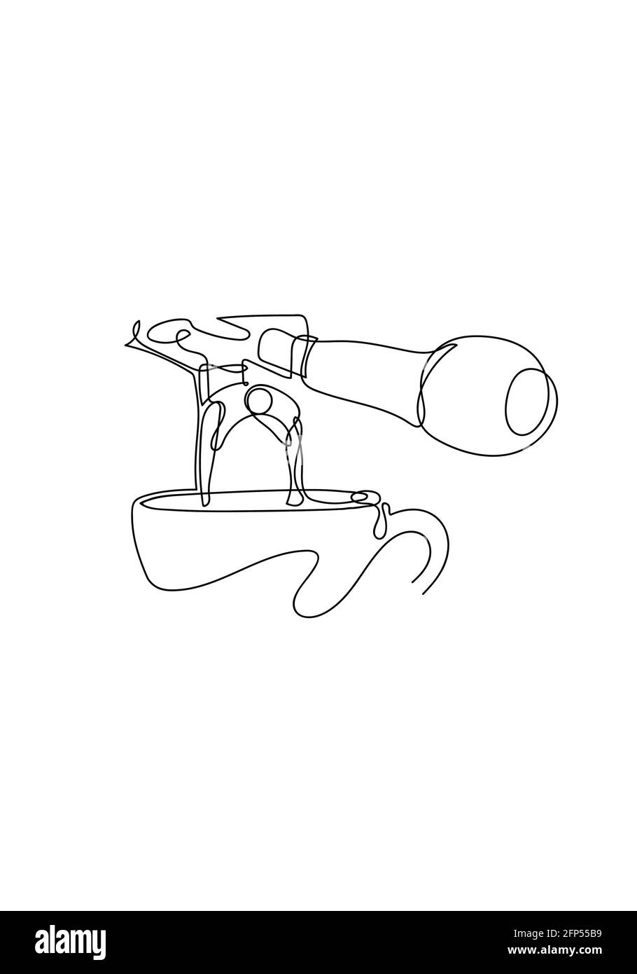 una tazza di carta di una linea?ontinuous di caffè. Foto Stock