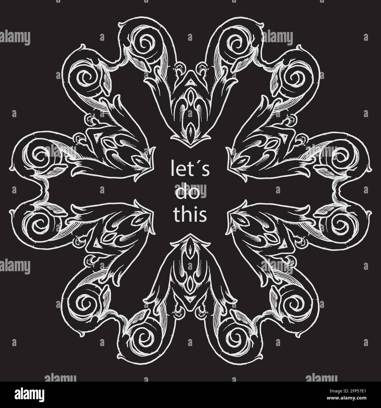 Poster del vettore con motivazione preventivo in disegnati a mano ornamento calligrafico telaio Illustrazione Vettoriale