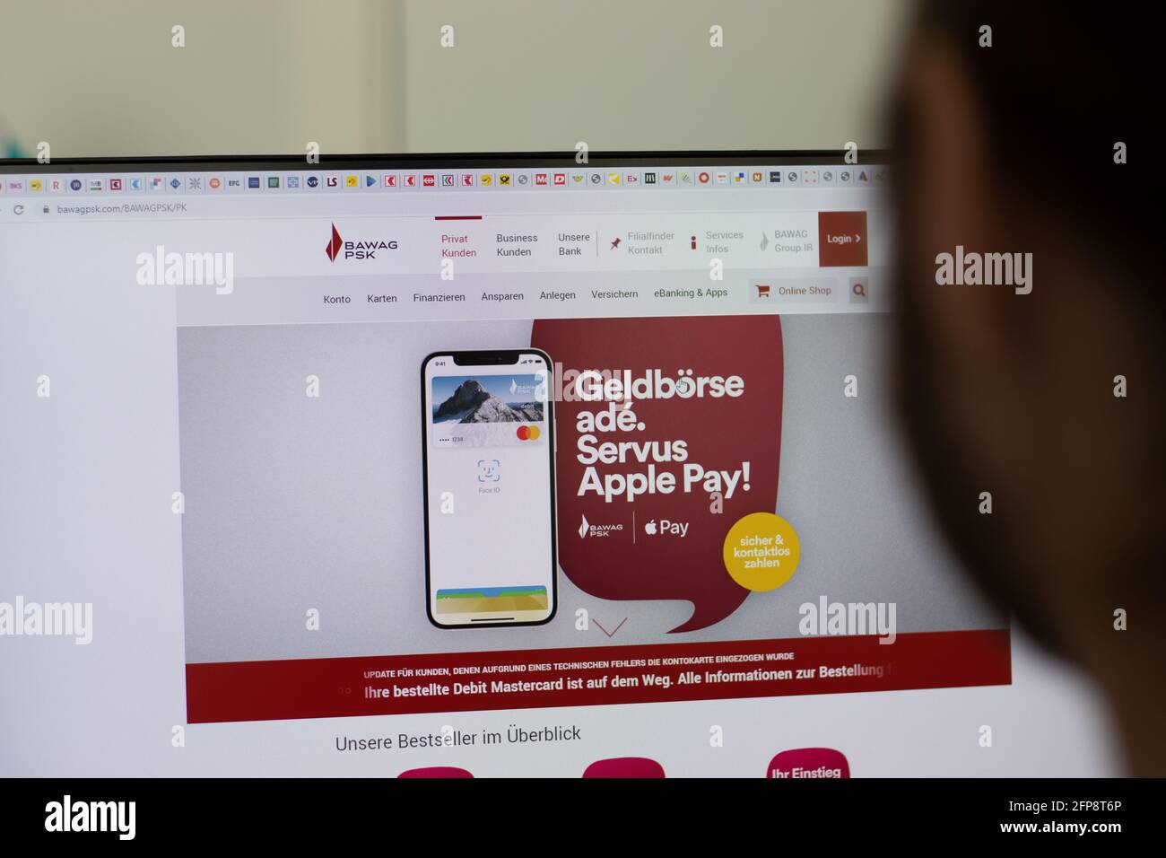 New York, USA - 1 maggio 2021: Sito web della società BAWAG PSK su schermo, editoriale illustrativo Foto Stock