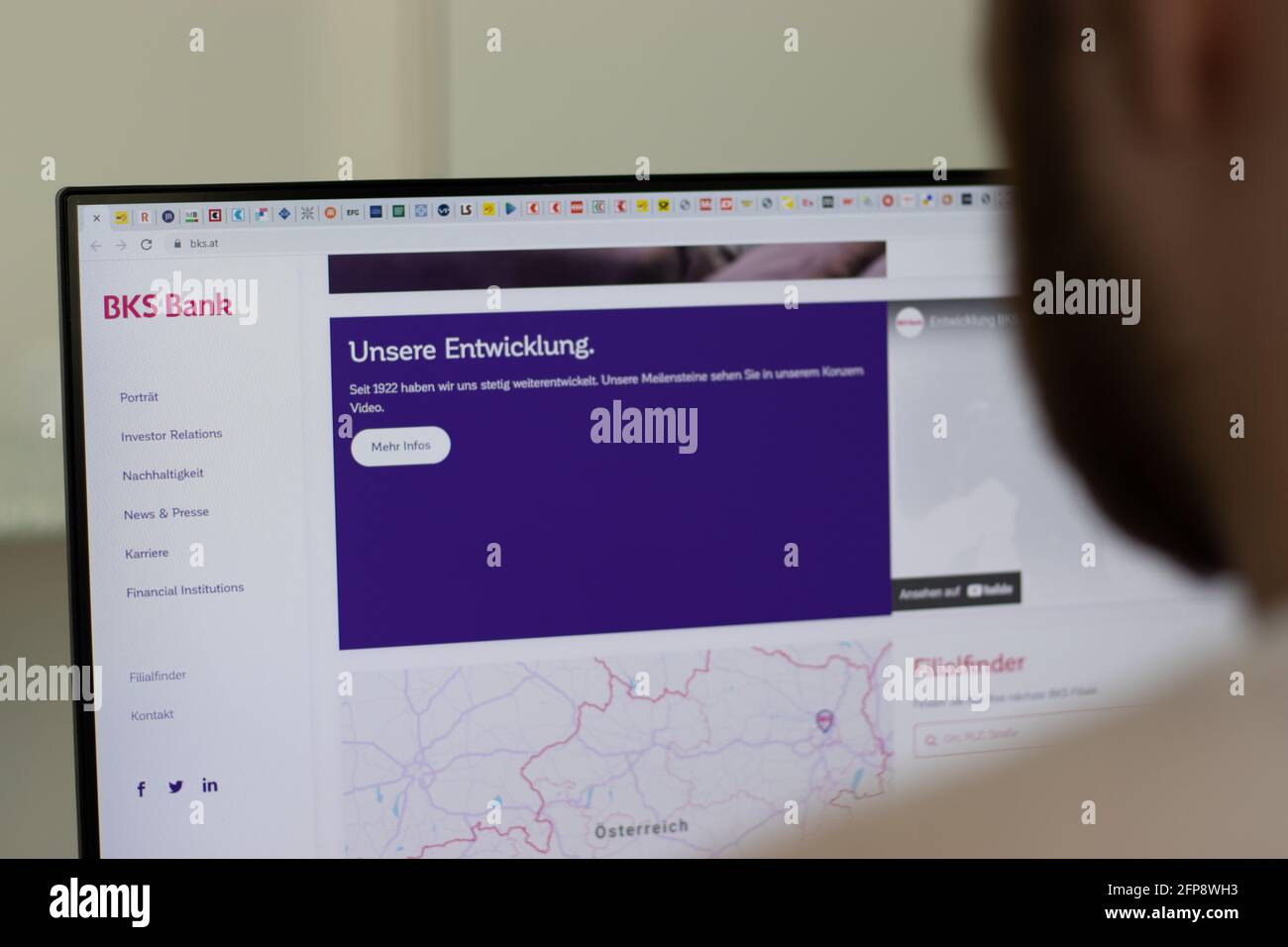 New York, USA - 1 maggio 2021: Sito web della società BKS BANK sullo schermo, Editoriale illustrativo Foto Stock