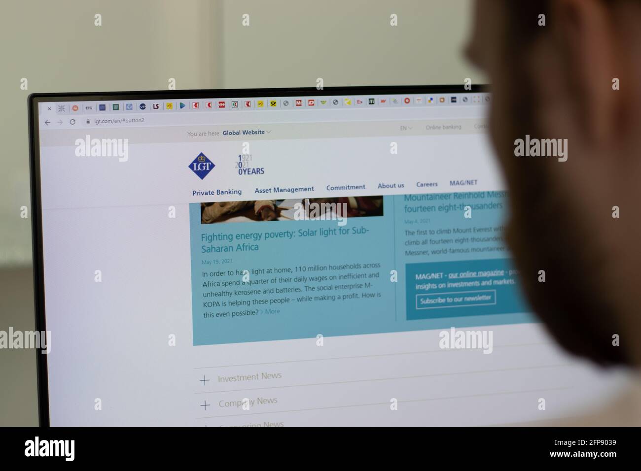 New York, USA - 1 maggio 2021: Sito web della società del Gruppo LGT su schermo, Editoriale illustrativo Foto Stock