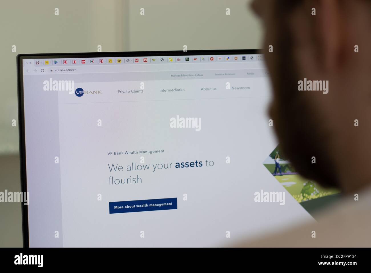 New York, USA - 1 maggio 2021: Verwaltungs und Privat Bank VP Bank Company website on screen, illustrative Editorial Foto Stock