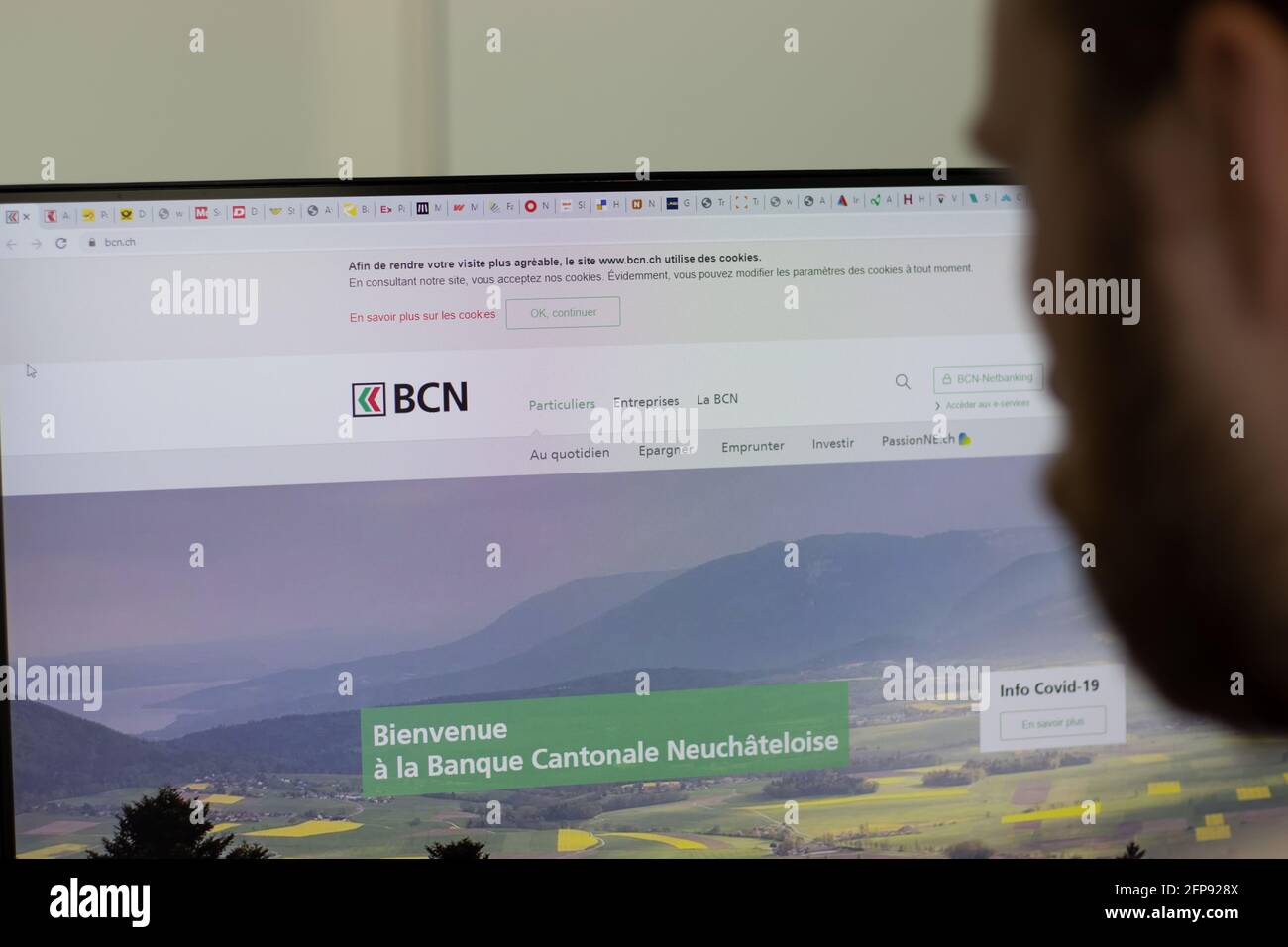 New York, USA - 1 maggio 2021: Banque cantonale neuchateloise BCN Company website on screen, Editorial illustrativa Foto Stock