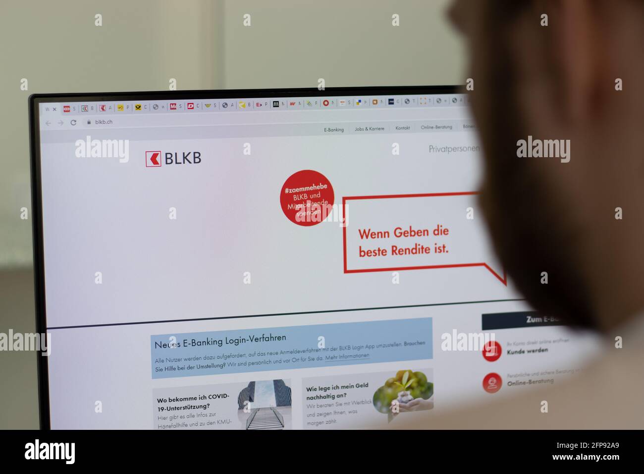 New York, USA - 1 maggio 2021: Basellandschaftliche Kantonalbank BLKB sito web della società su schermo, editoriale illustrativo Foto Stock