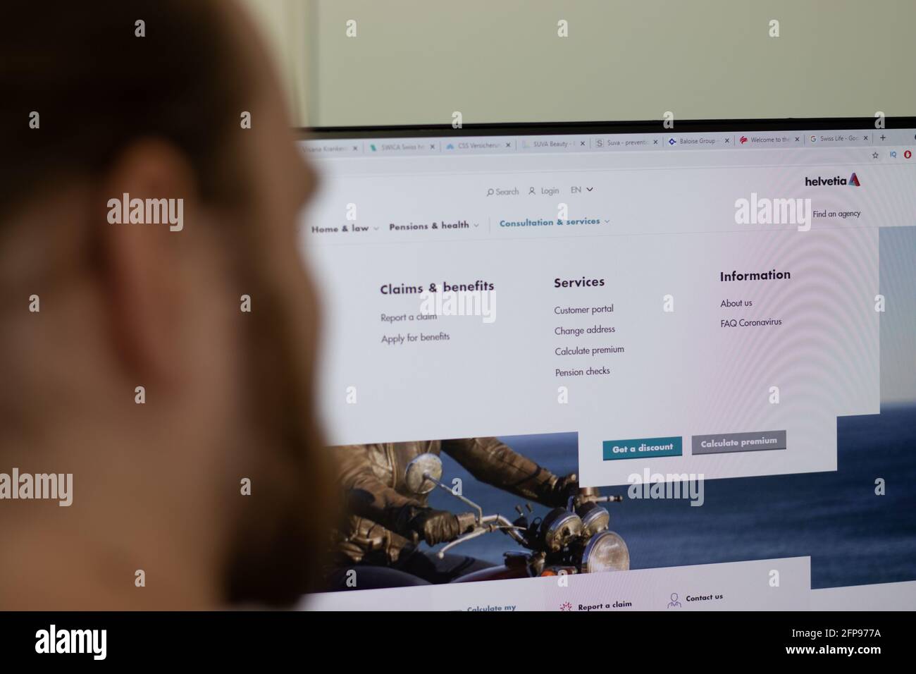 New York, USA - 1 maggio 2021: Helvetia Insurance Company website on screen, illustrative Editorial Foto Stock