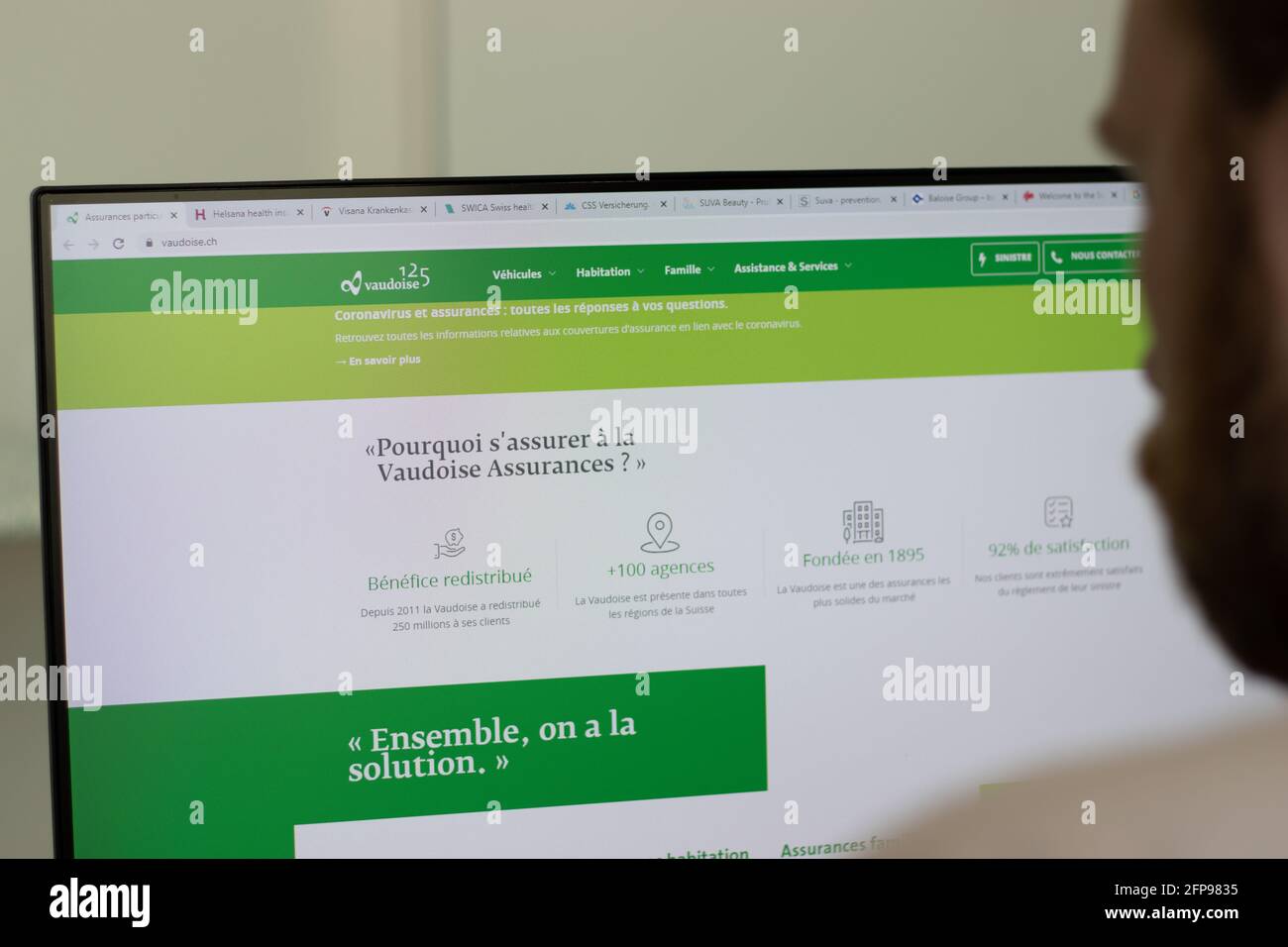 New York, USA - 1 maggio 2021: Vaudoise Assurances Company website on screen, illustrative Editorial Foto Stock