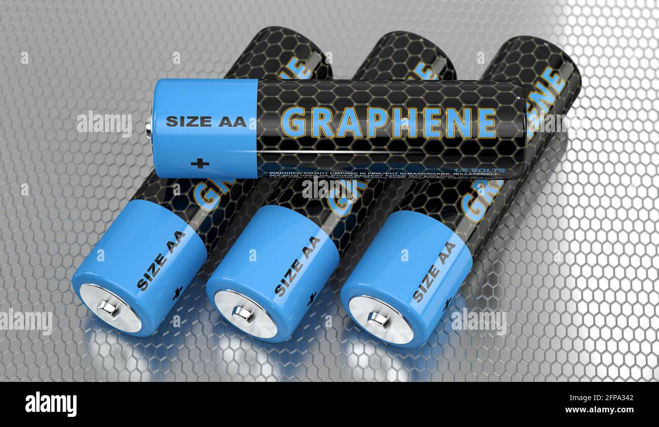 Batterie generiche in grafene. Rendering 3D Foto Stock