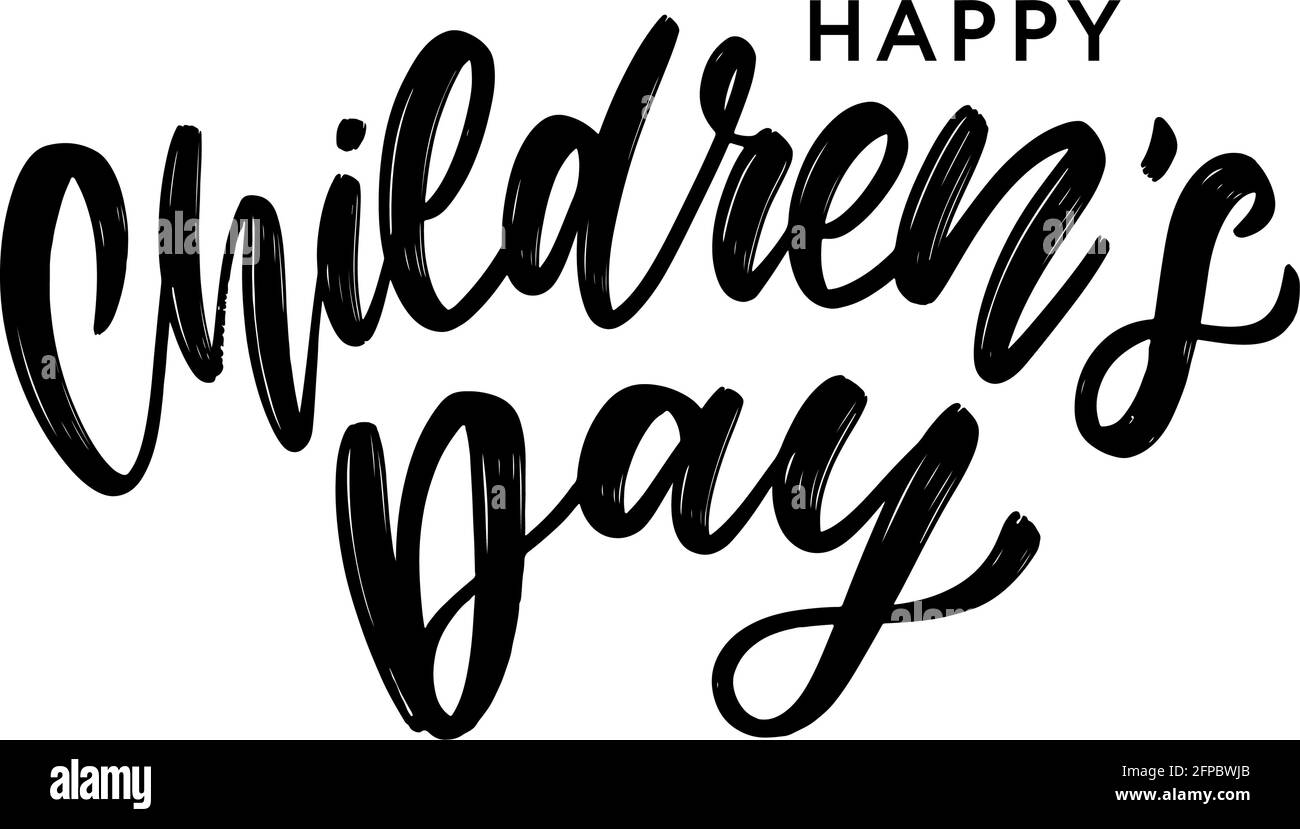 Sfondo vettoriale del giorno dei bambini. Felice titolo Giornata dei Bambini. Iscrizione Happy Children's Day. Illustrazione Vettoriale