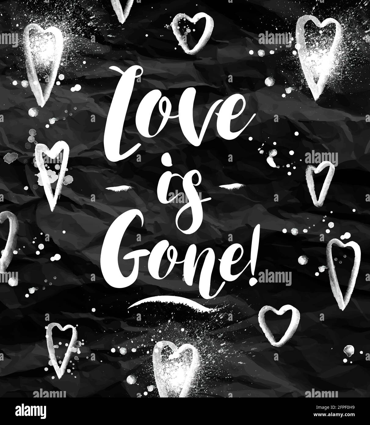 Arrabbiato amore biglietto d'auguri scritta l'amore è andato disegnare in stile vintage sulla lavagna. Illustrazione Vettoriale
