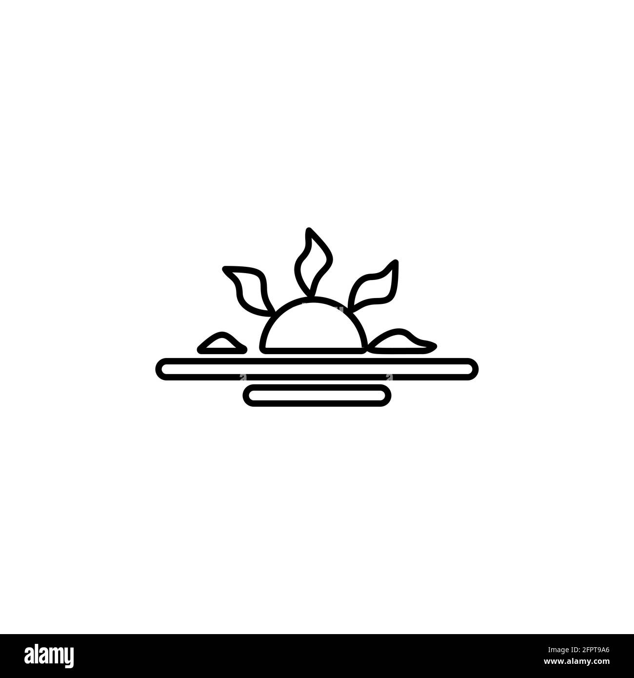 sole, icona della linea vettoriale del mare. Illustrazione vettoriale del mare e del sole. Illustrazione Vettoriale