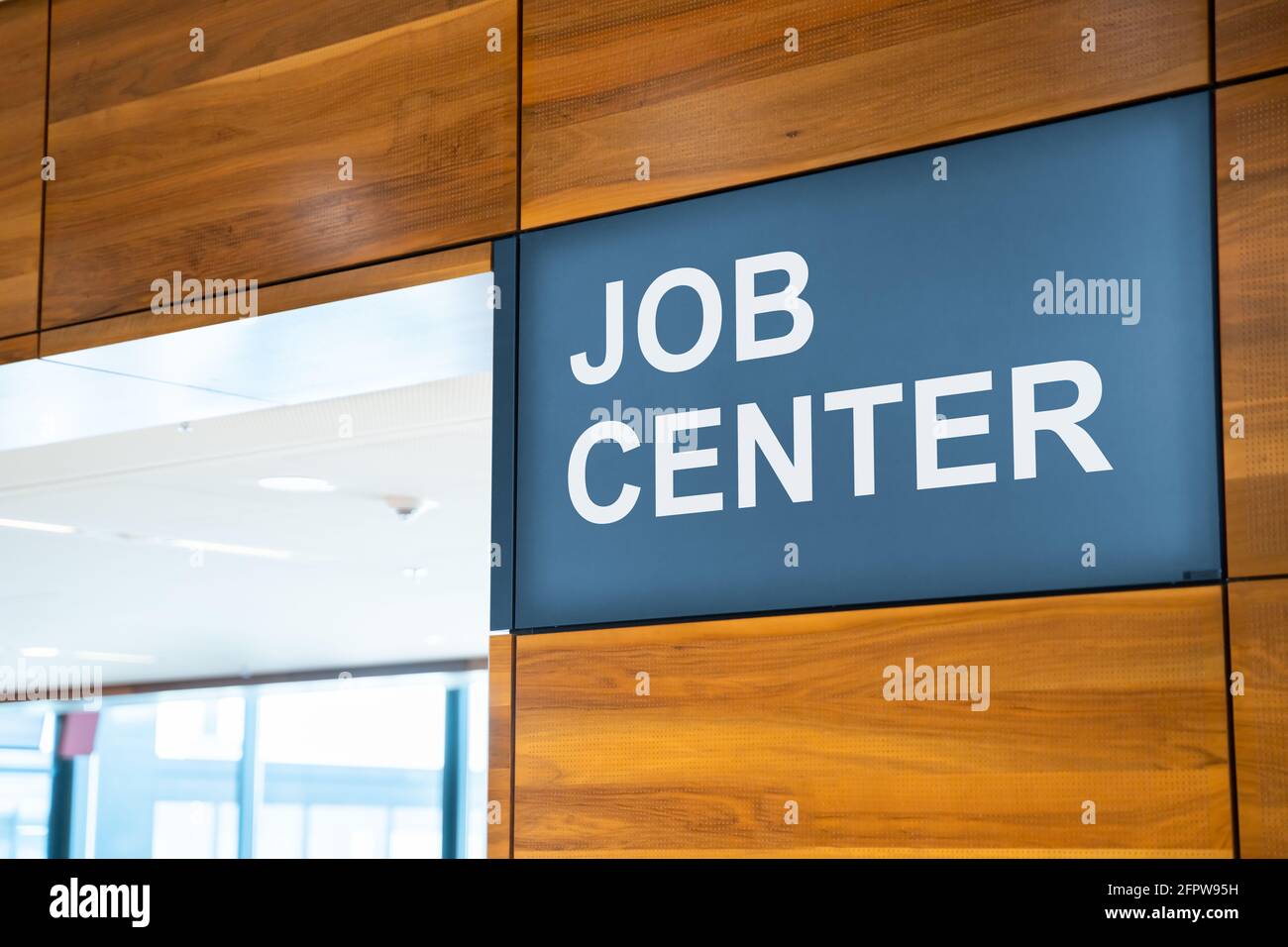 Job Center Firma il centro di disoccupazione per il lavoro senza lavoro Foto Stock
