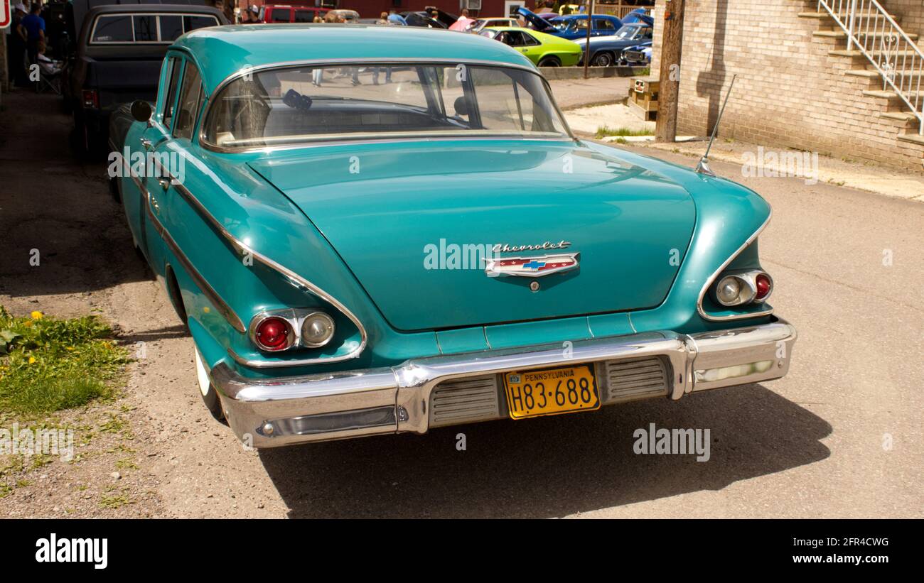 La parte posteriore e il lato di una Chevrolet 1958 Foto Stock