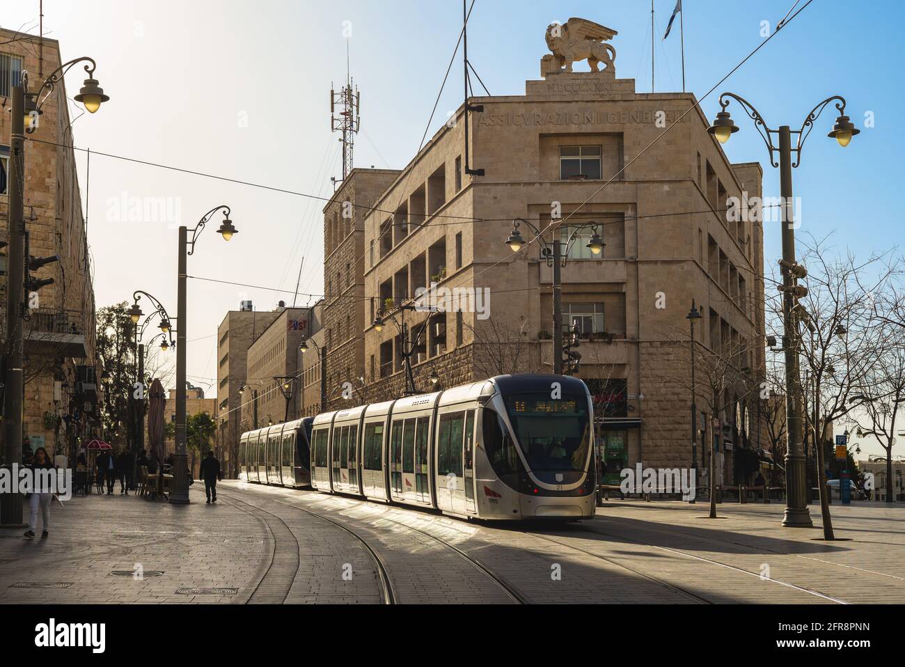 13 marzo 2019: Linea rossa della ferrovia leggera di Gerusalemme, un sistema ferroviario leggero a Gerusalemme, Israele. La sua costruzione iniziò nel 2002 e terminò nel 2010. La linea Foto Stock