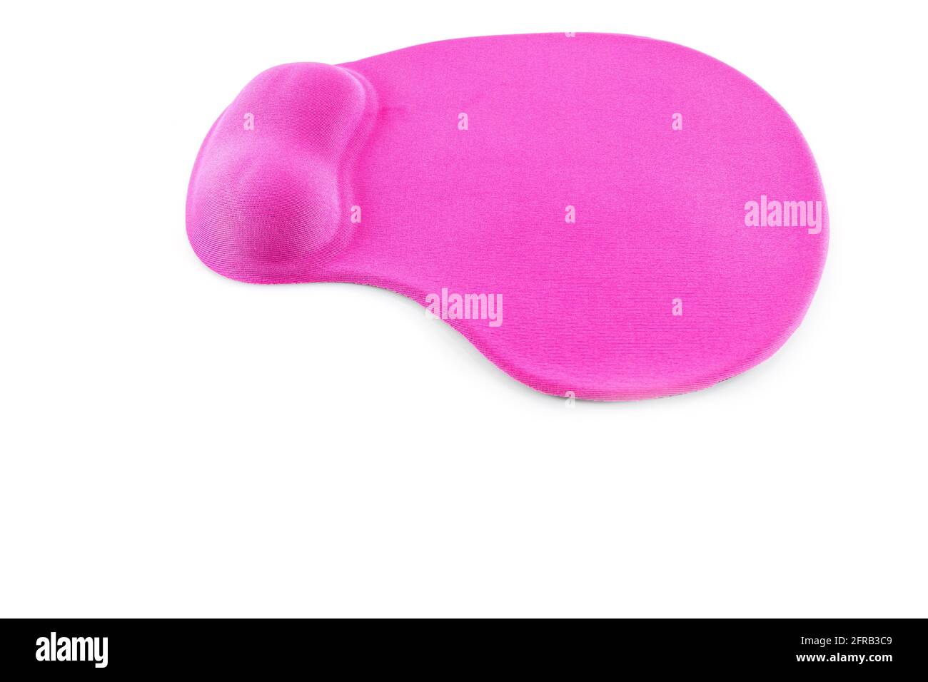 Tappetino rosa per mouse con poggiapolso isolato su sfondo bianco Foto Stock
