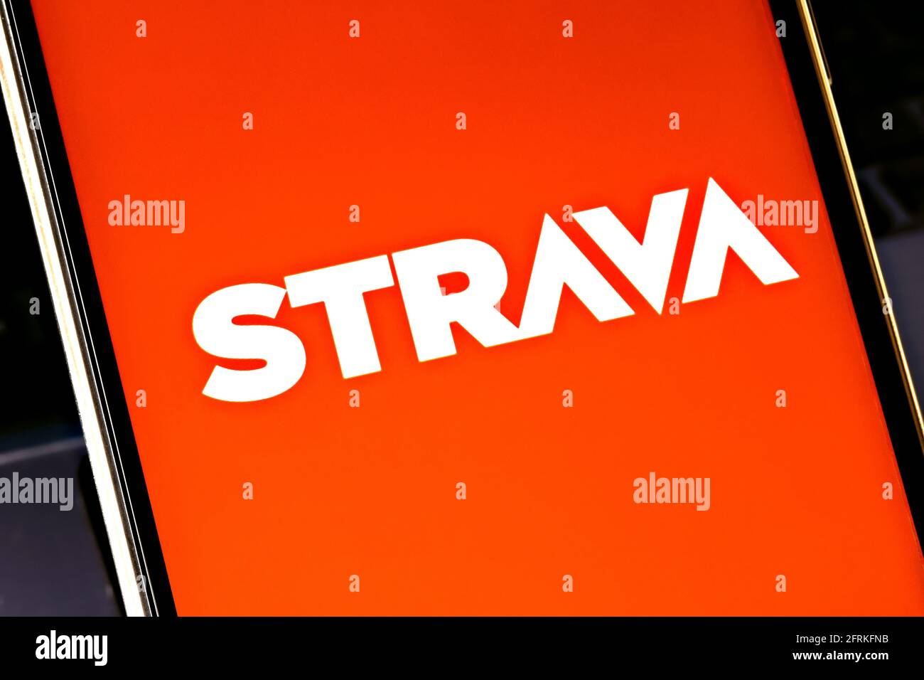 Foto editoriale sul tema Strava. Foto illustrativa per notizie su Strava - un servizio internet per il tracciamento dell'esercizio umano Foto Stock