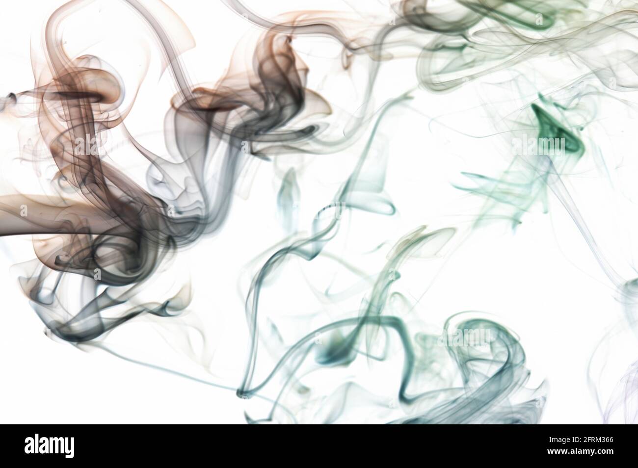 Inchiostro linee di fumo astratte lisce su sfondo bianco. Banner di progettazione grafica Foto Stock