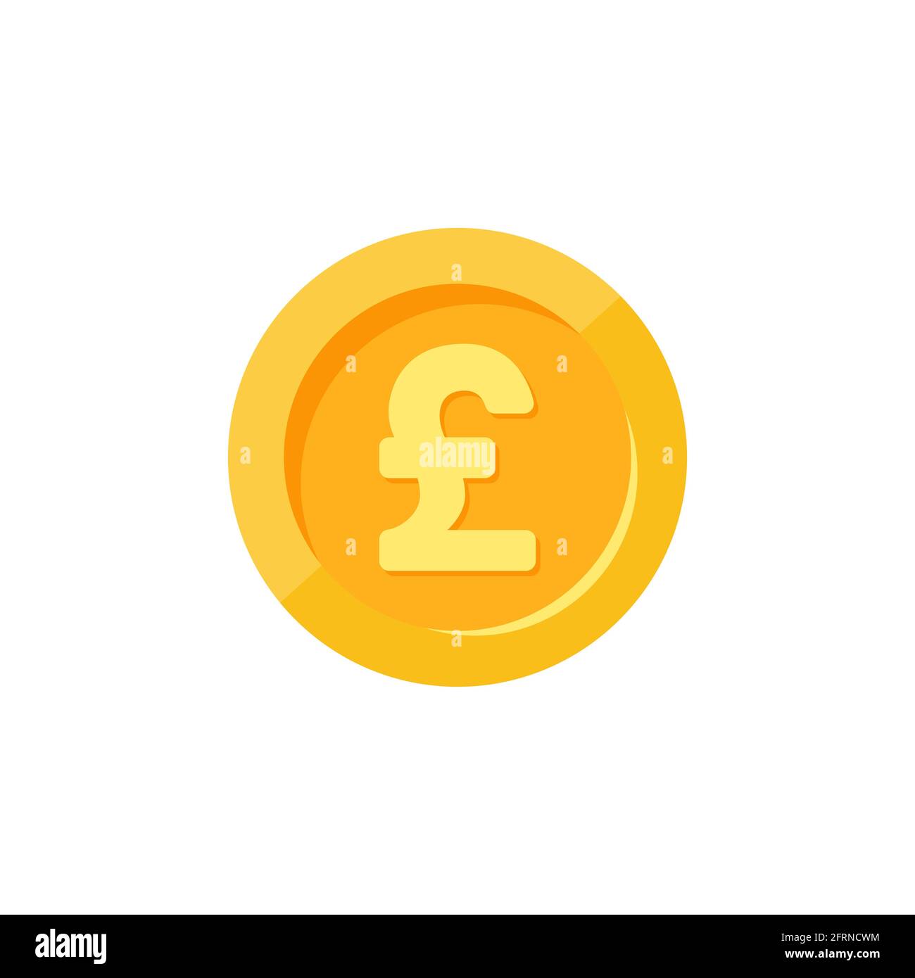 Oro libbra moneta di sterling. Icona piatta. Isolato su sfondo turchese. Pittogramma economia, finanza, denaro. Simbolo della ricchezza. Illustrazione vettoriale. Illustrazione Vettoriale