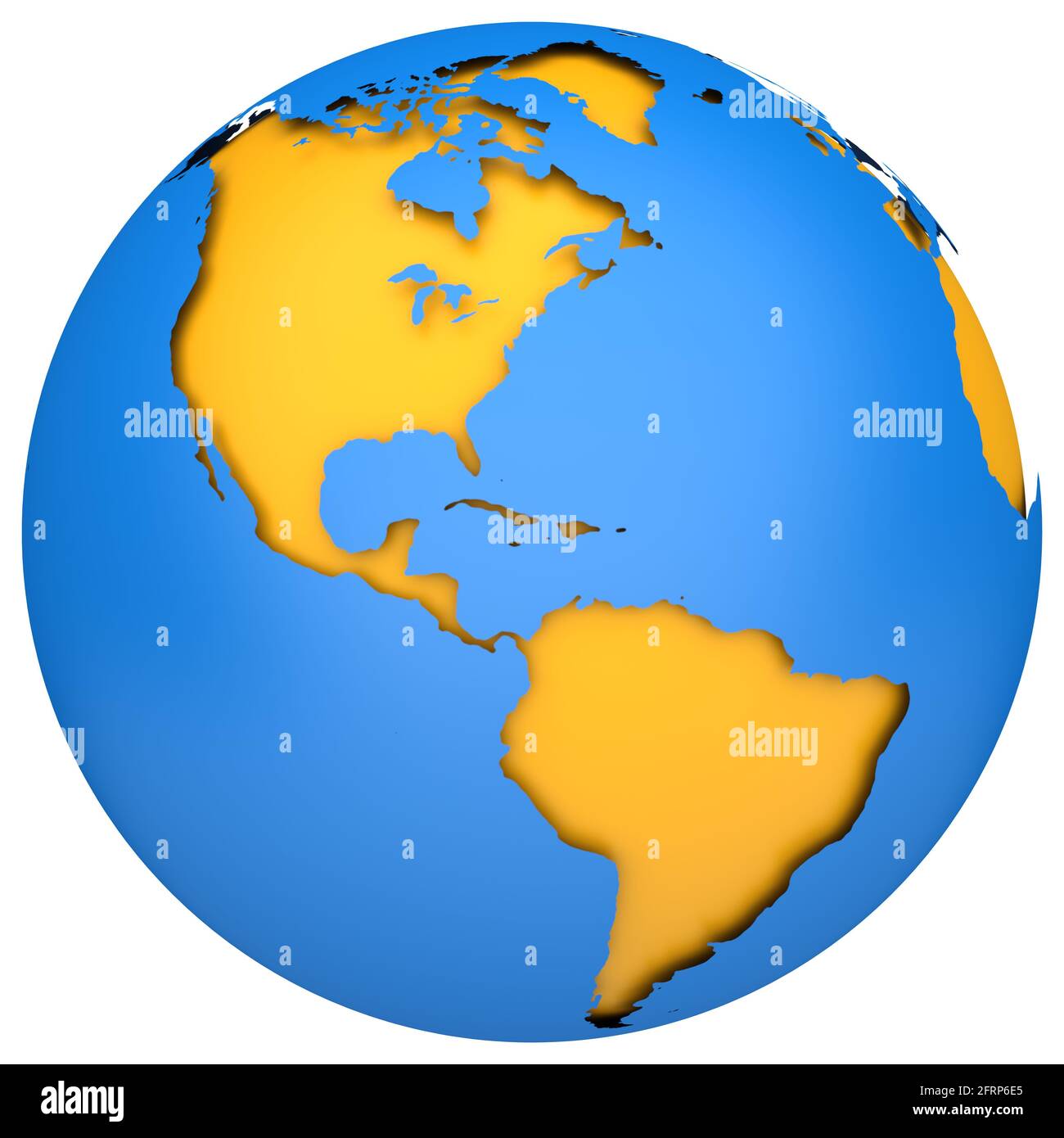 Messa a terra mappa del globo. Lato del Nord e Sud America Foto Stock