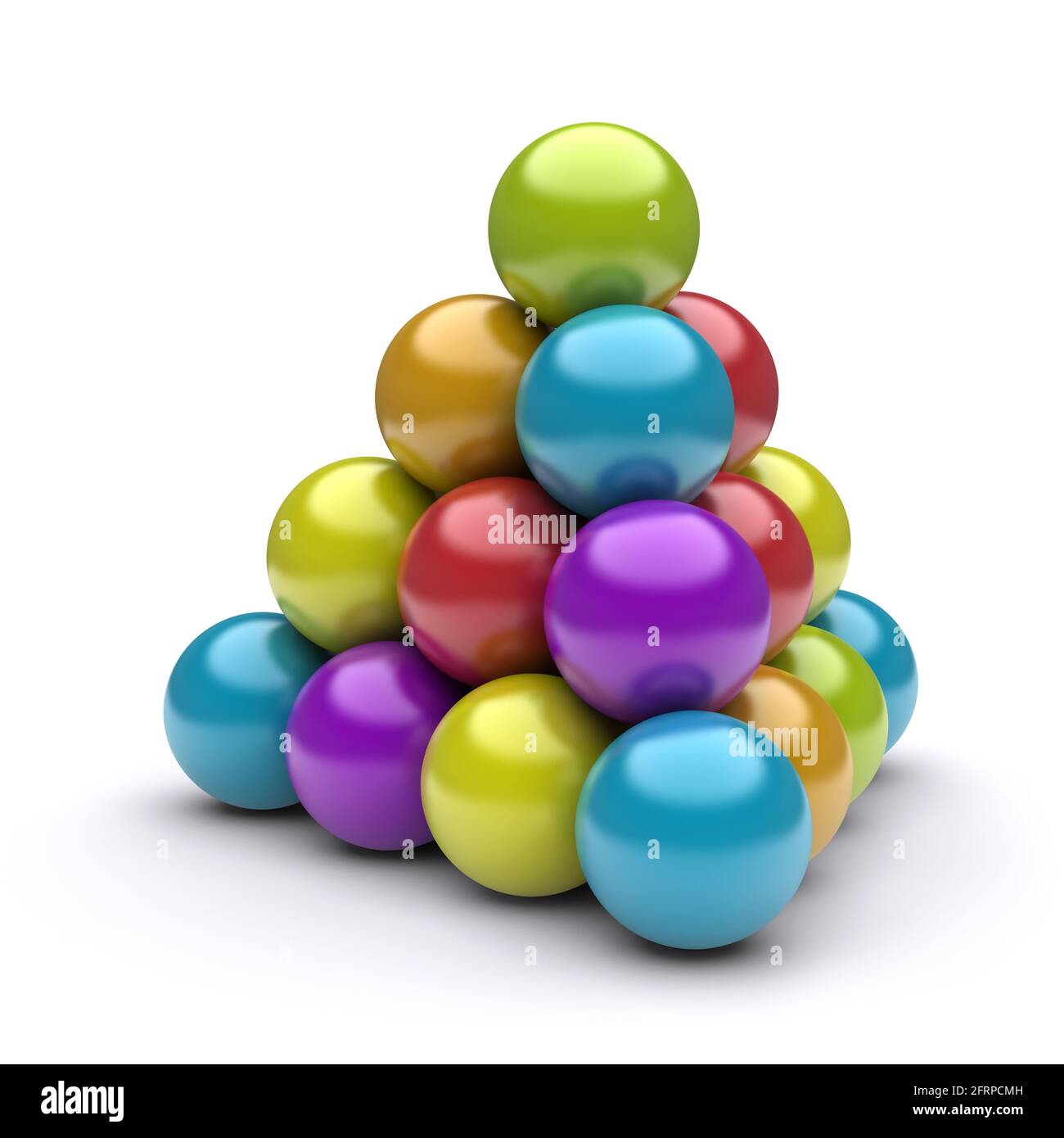 piramide 3d di palline colorate Foto Stock