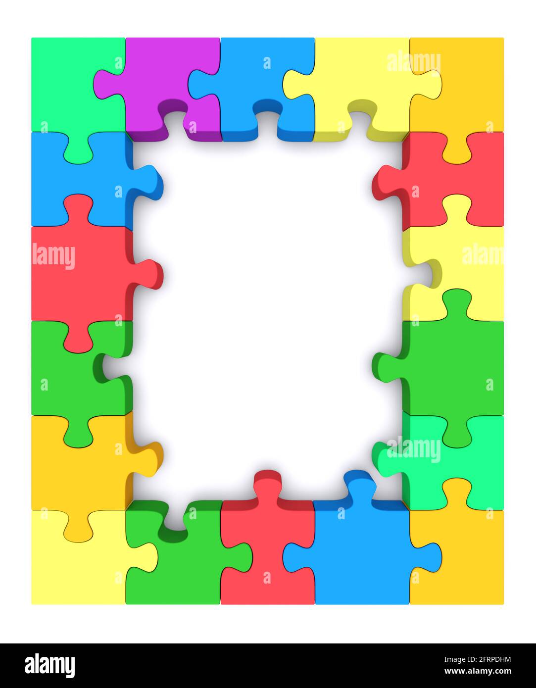 Bella cornice fatta??up di pezzi di puzzle colorato. immagine 3d  rappresentata Foto stock - Alamy