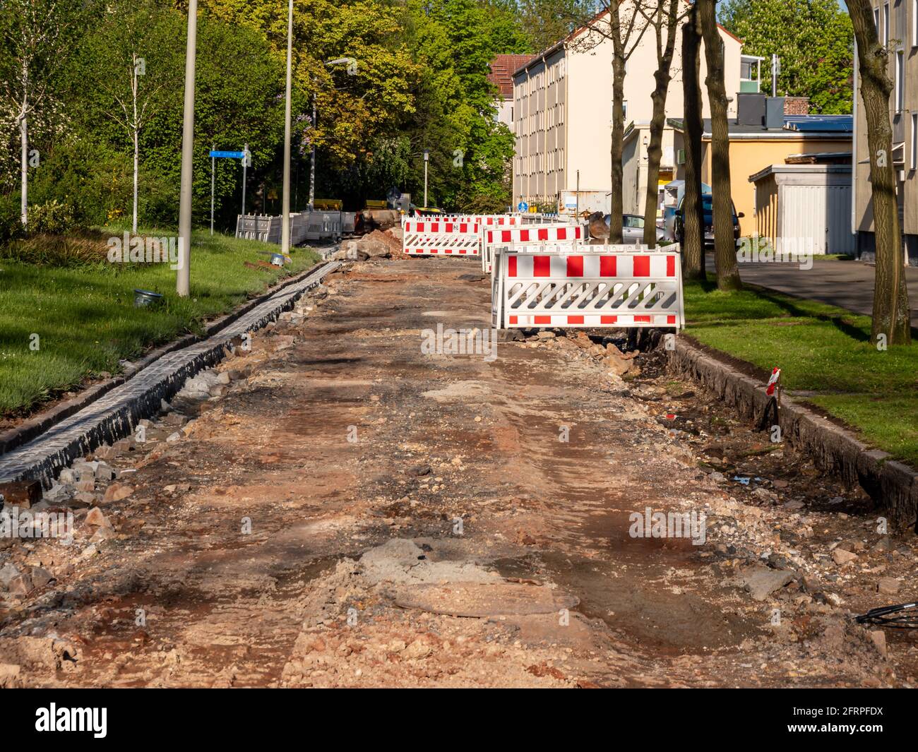 Costruzione di strade in una città Foto Stock